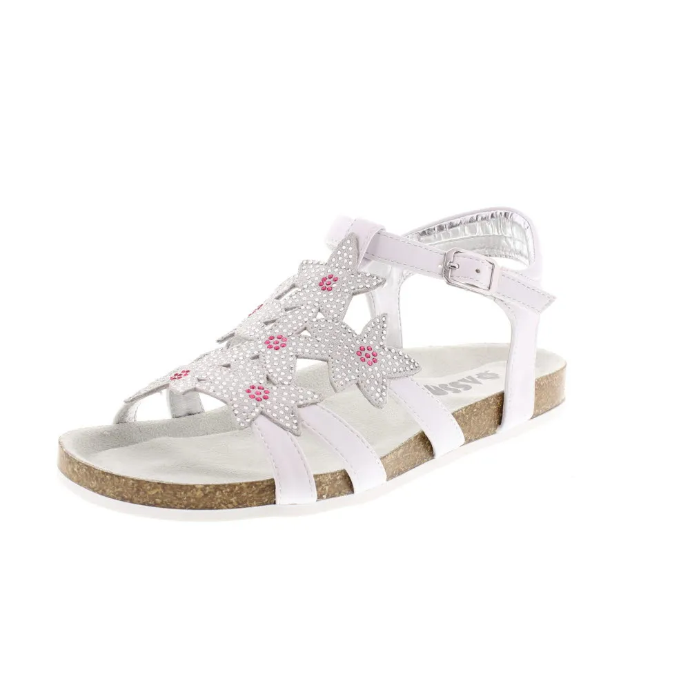 Sandali Bassi con strass e cinturino
