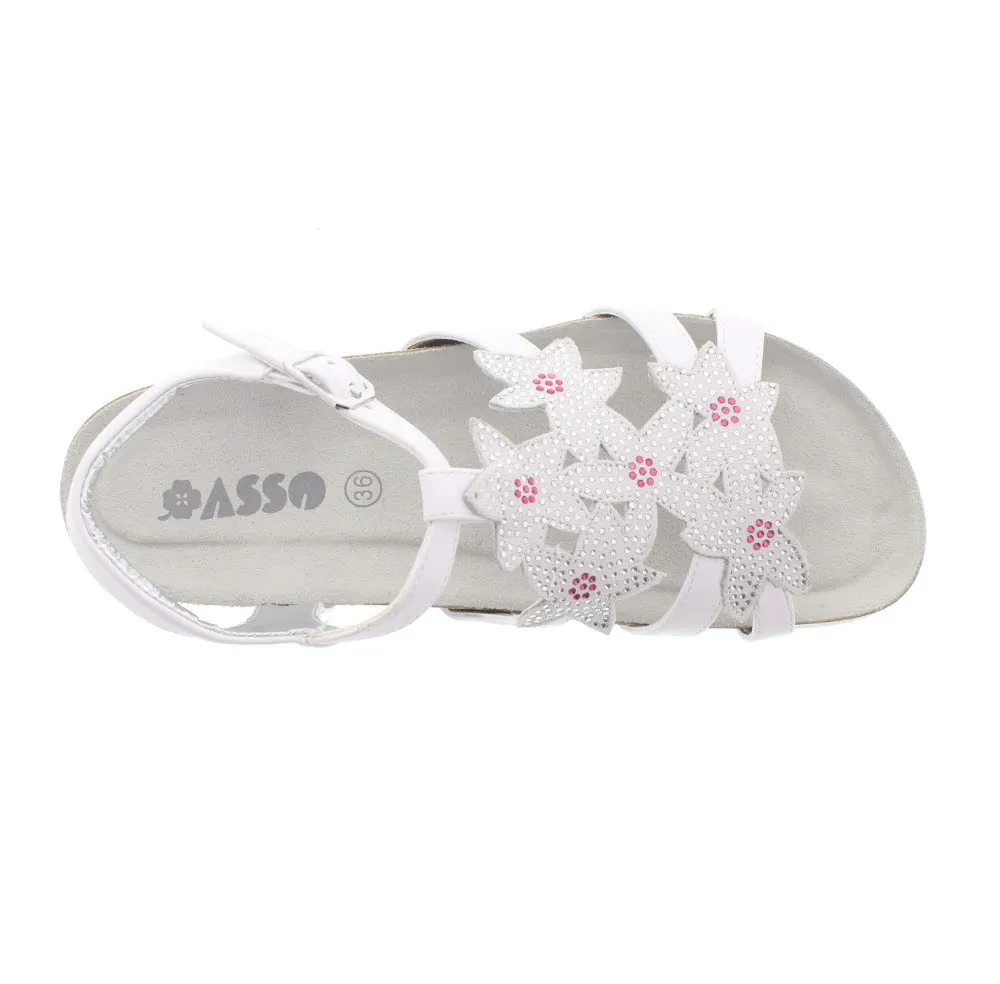 Sandali Bassi con strass e cinturino