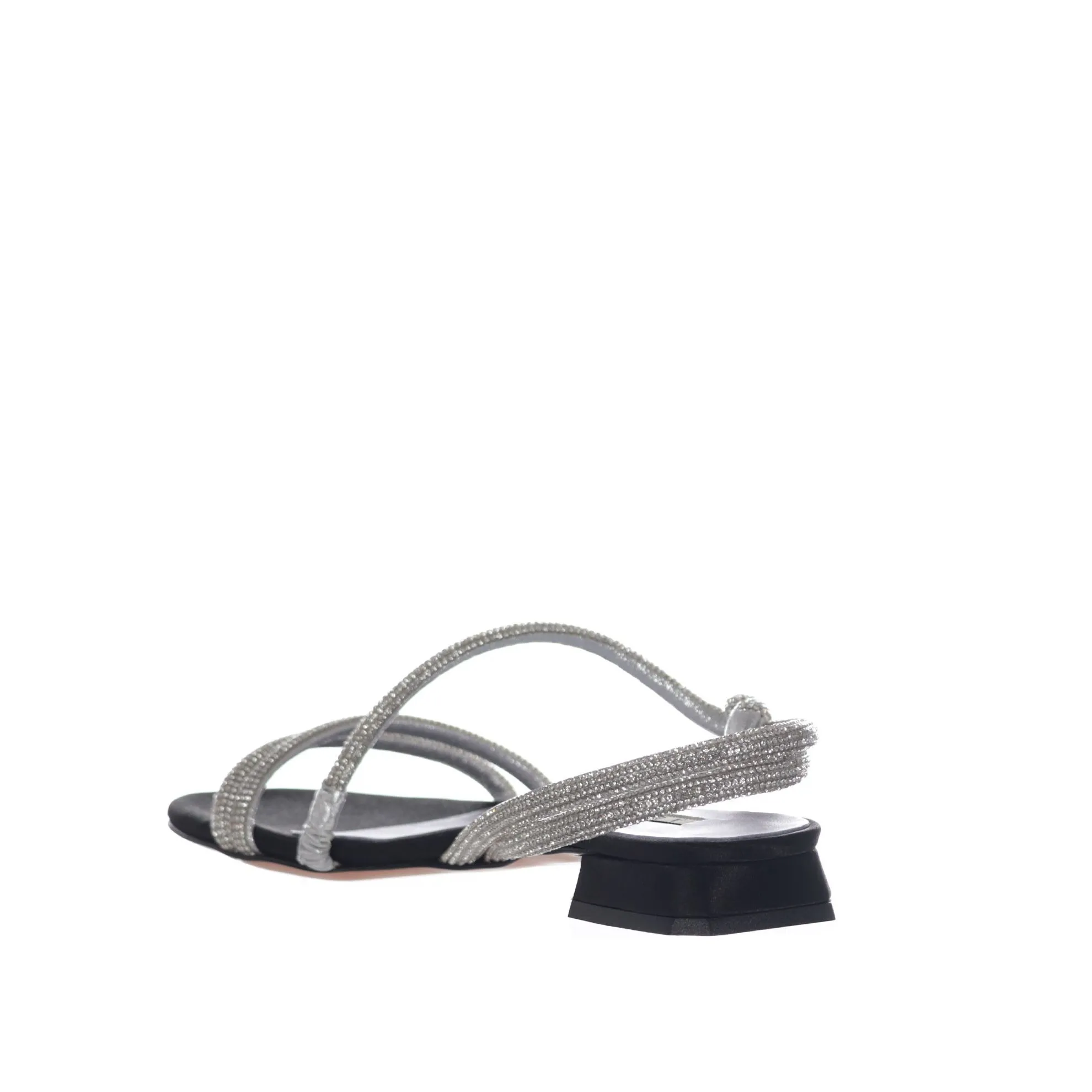 Sandali bassi in raso con strass