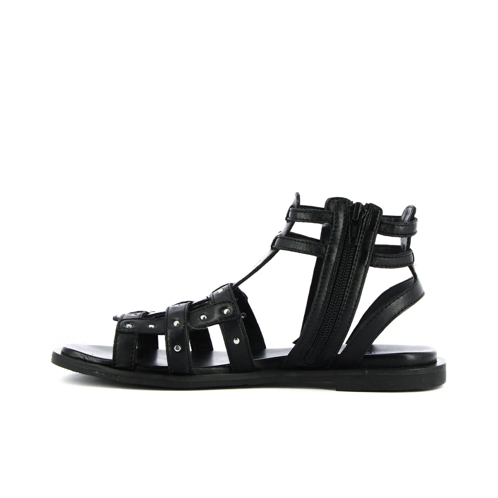 Sandali bassi neri in pelle con fibbie