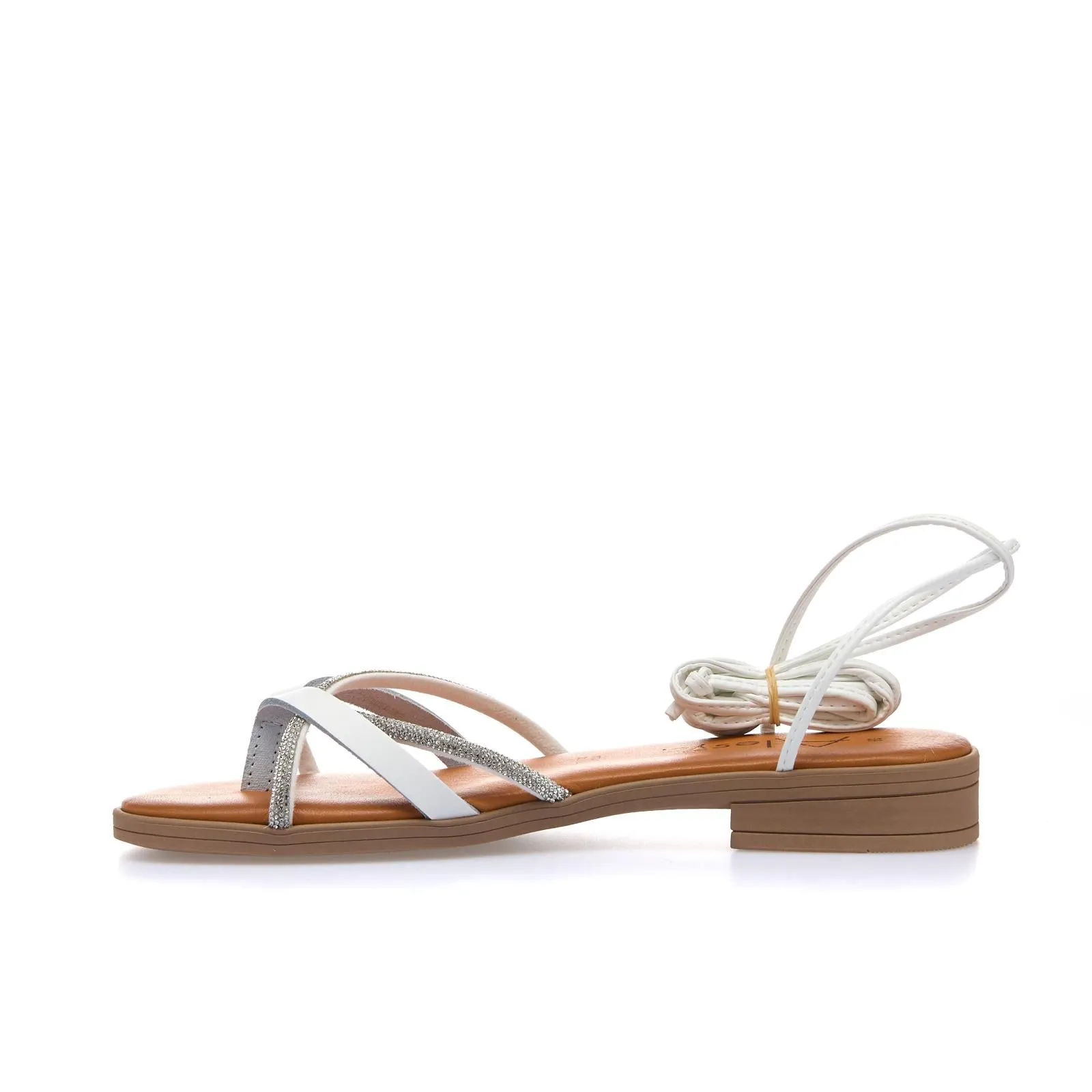 Sandali bassi neri in pelle con lacci
