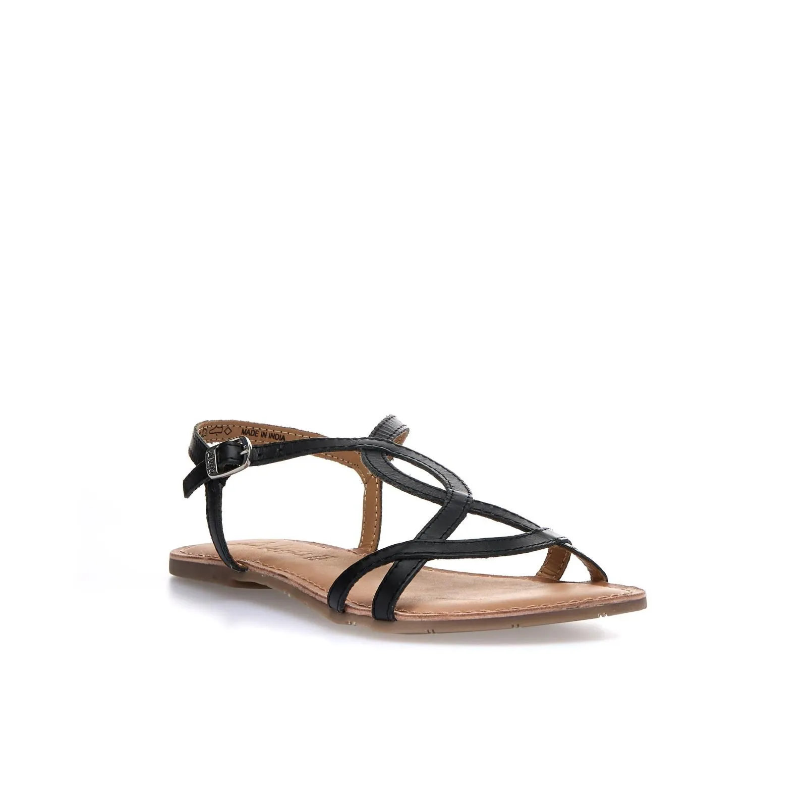Sandali bassi neri in pelle da donna