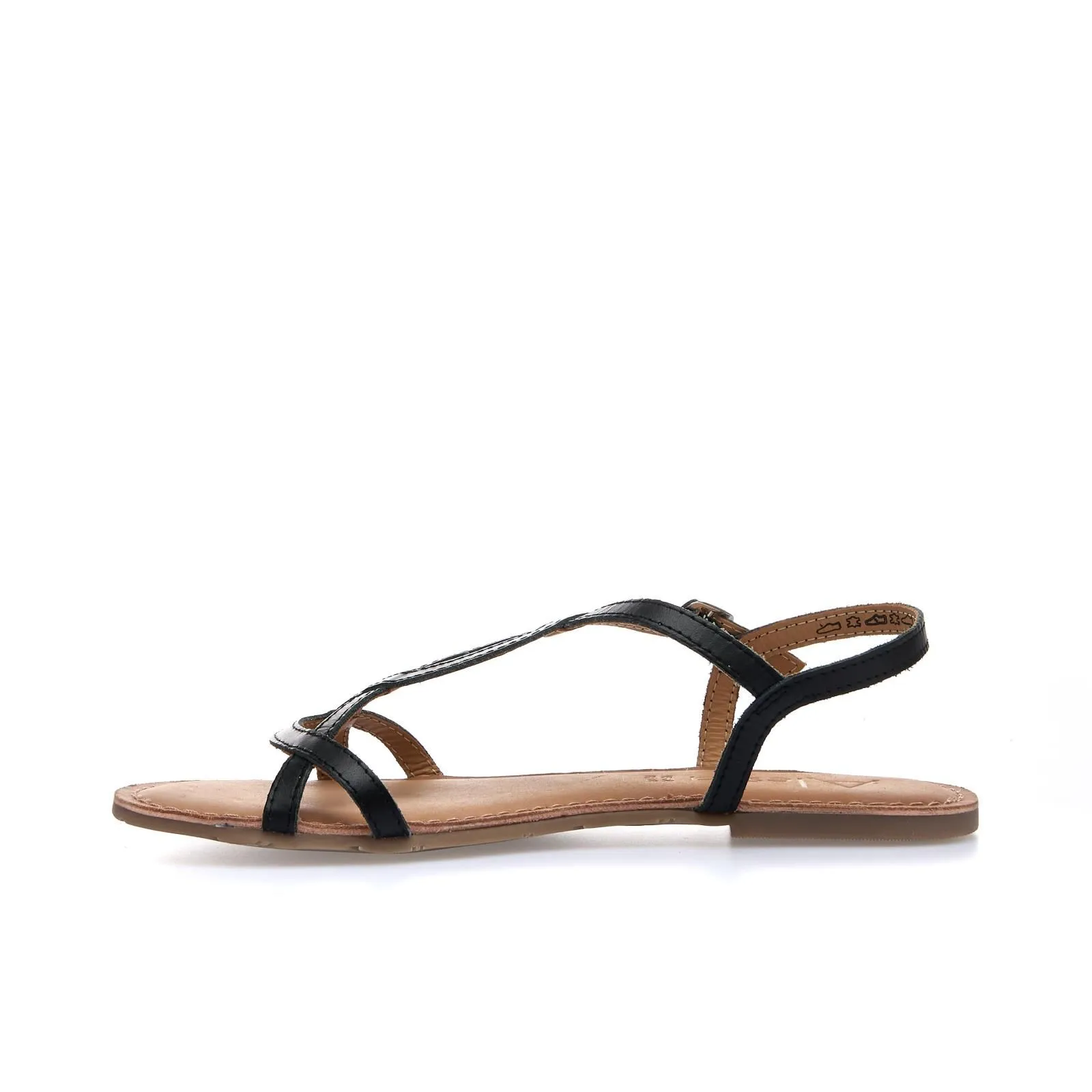 Sandali bassi neri in pelle da donna