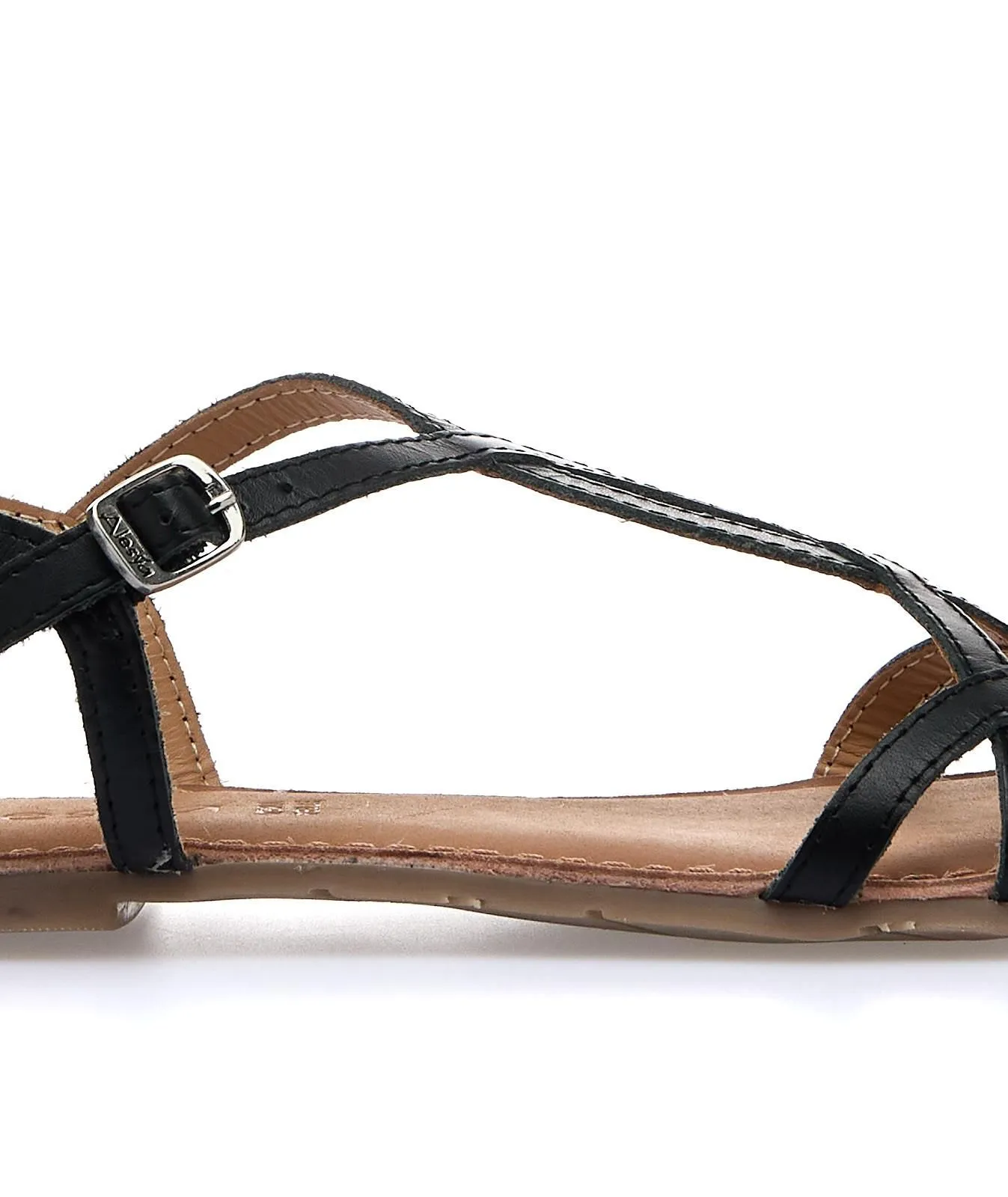 Sandali bassi neri in pelle da donna