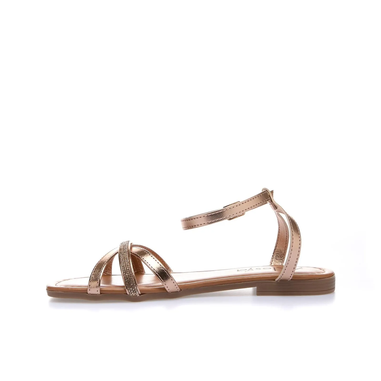 Sandali bassi oro con cinturino e strass