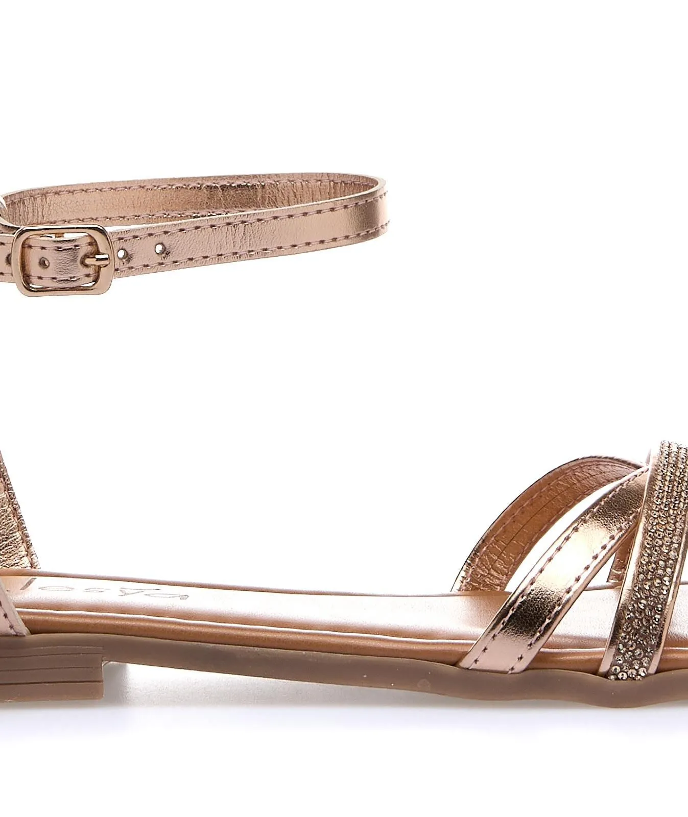 Sandali bassi oro con cinturino e strass