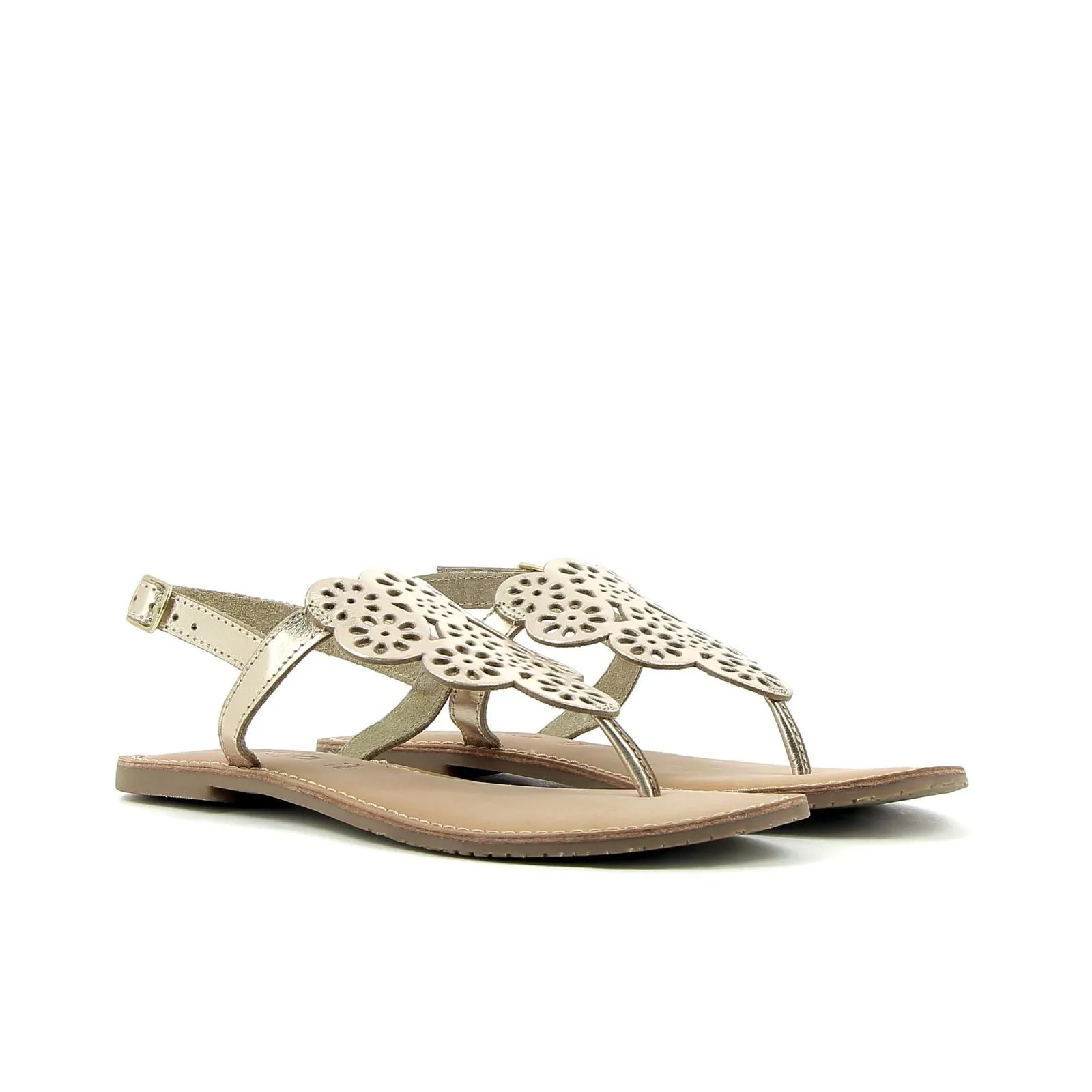 Sandali bassi oro in pelle modello infradito