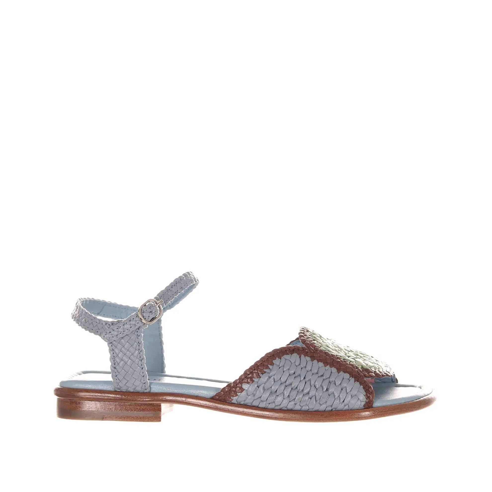 Sandali bassi tina in pelle intrecciata multicolor
