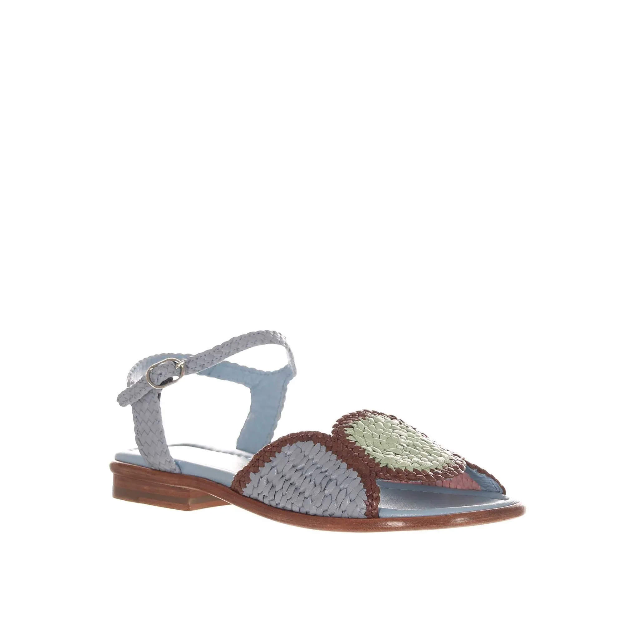 Sandali bassi tina in pelle intrecciata multicolor