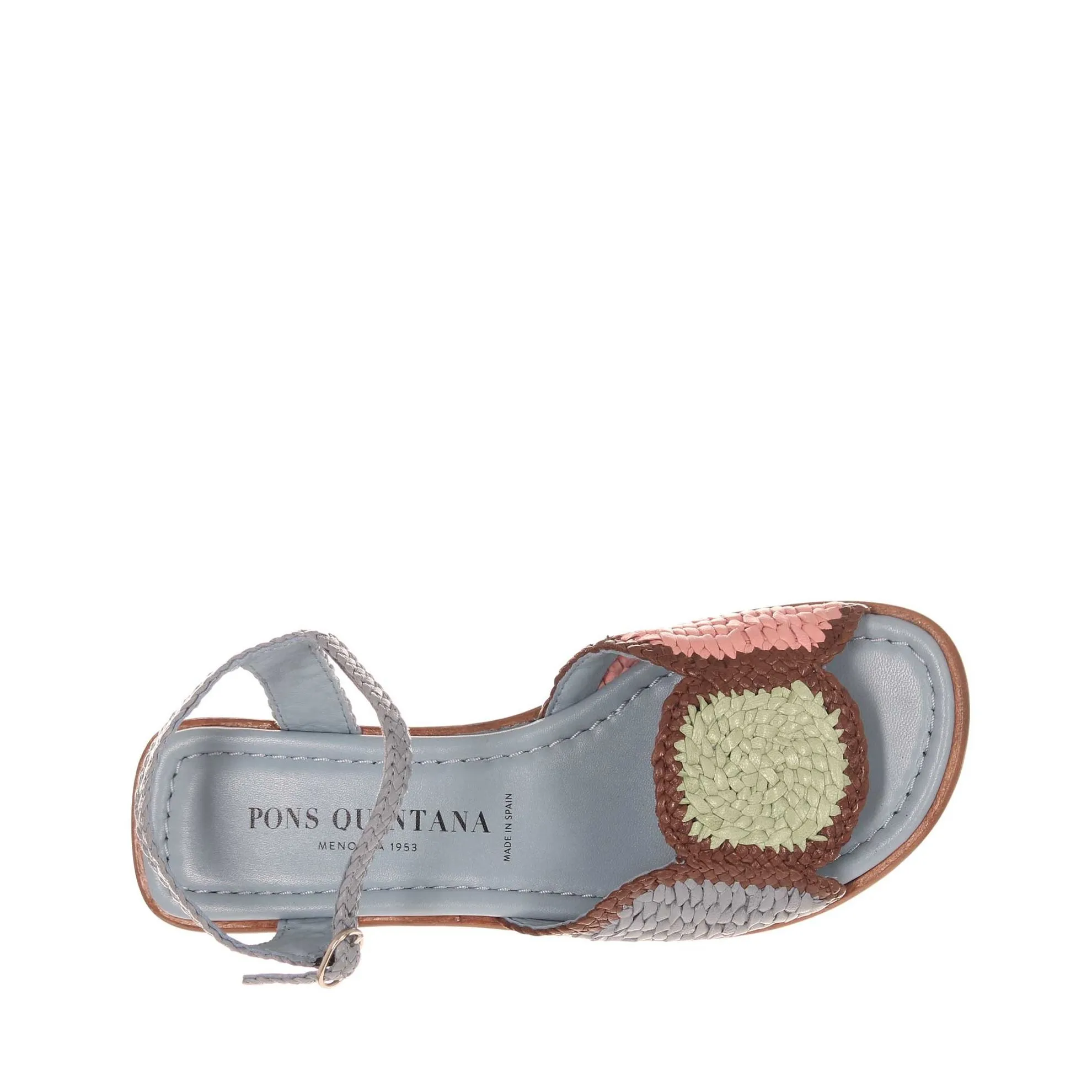 Sandali bassi tina in pelle intrecciata multicolor