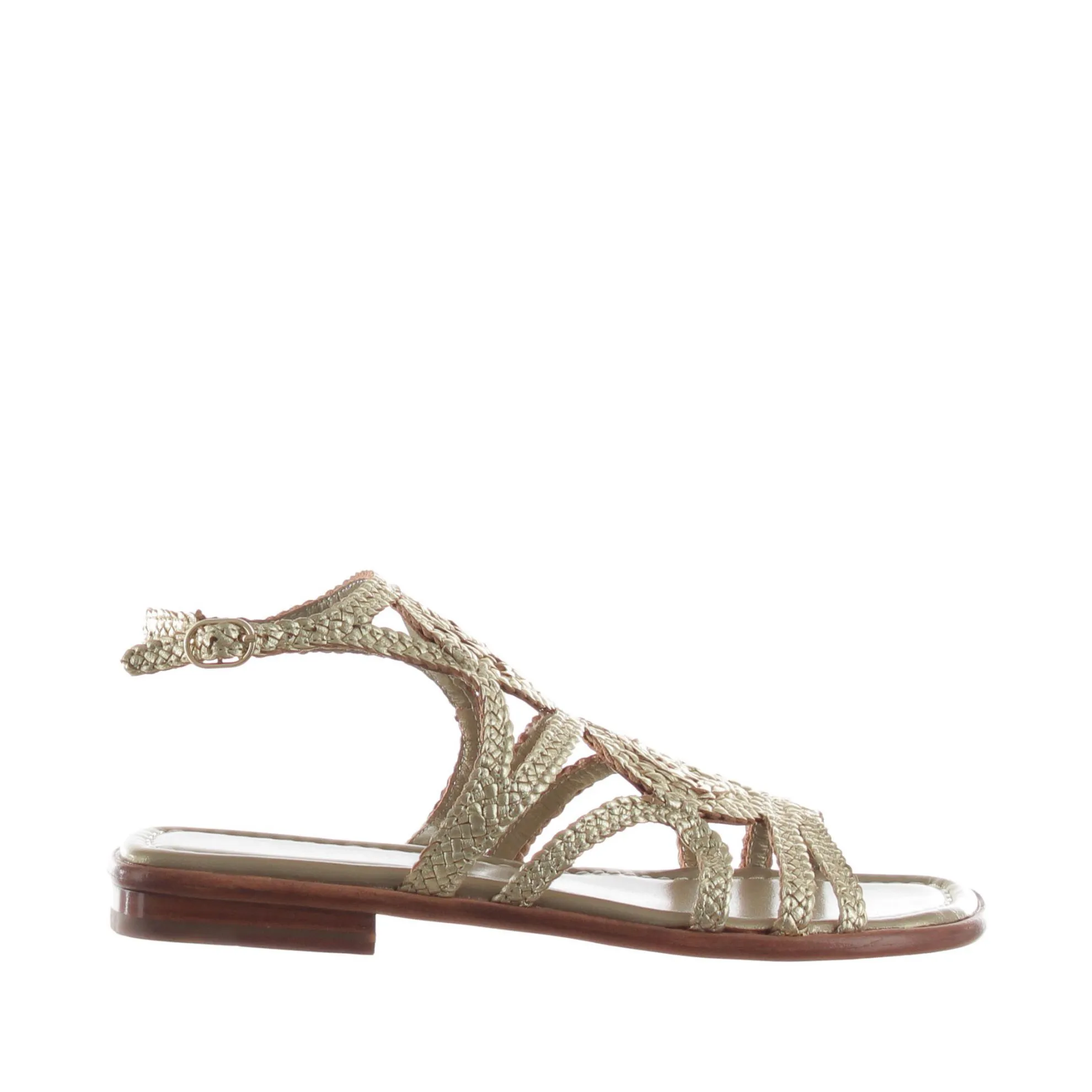 Sandali bassi tina in pelle intrecciata