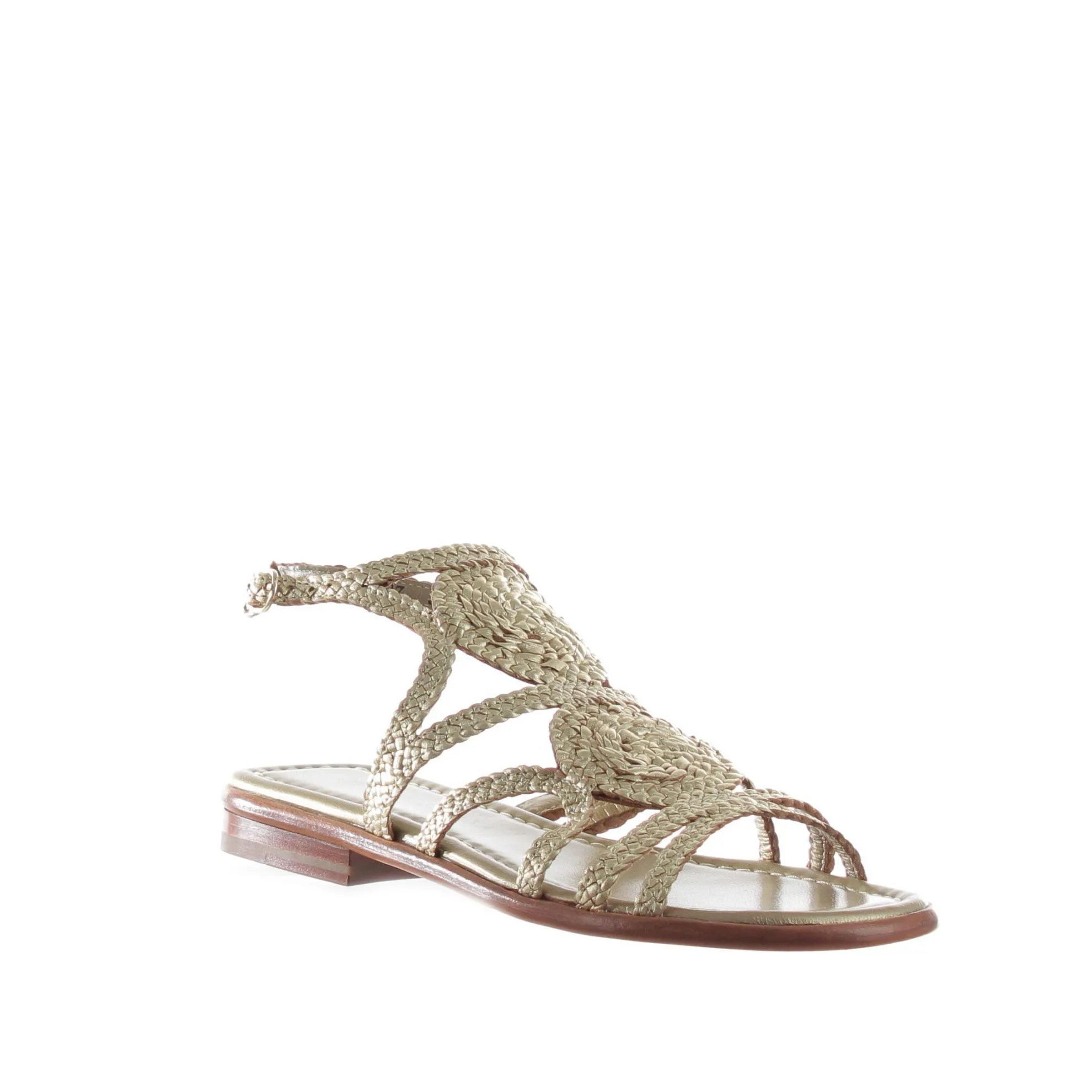 Sandali bassi tina in pelle intrecciata