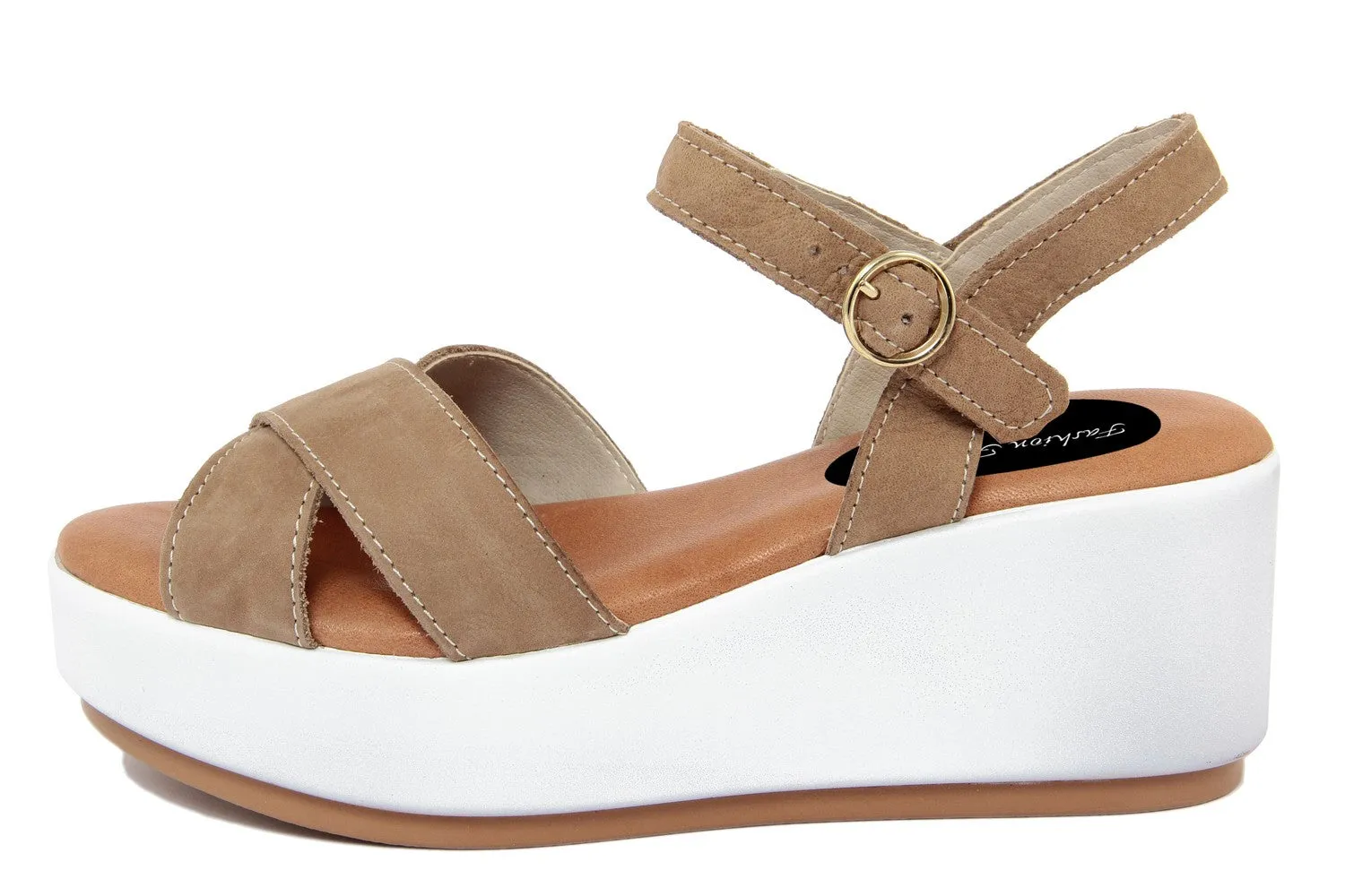 Sandali con zeppa Donna in Pelle Noce