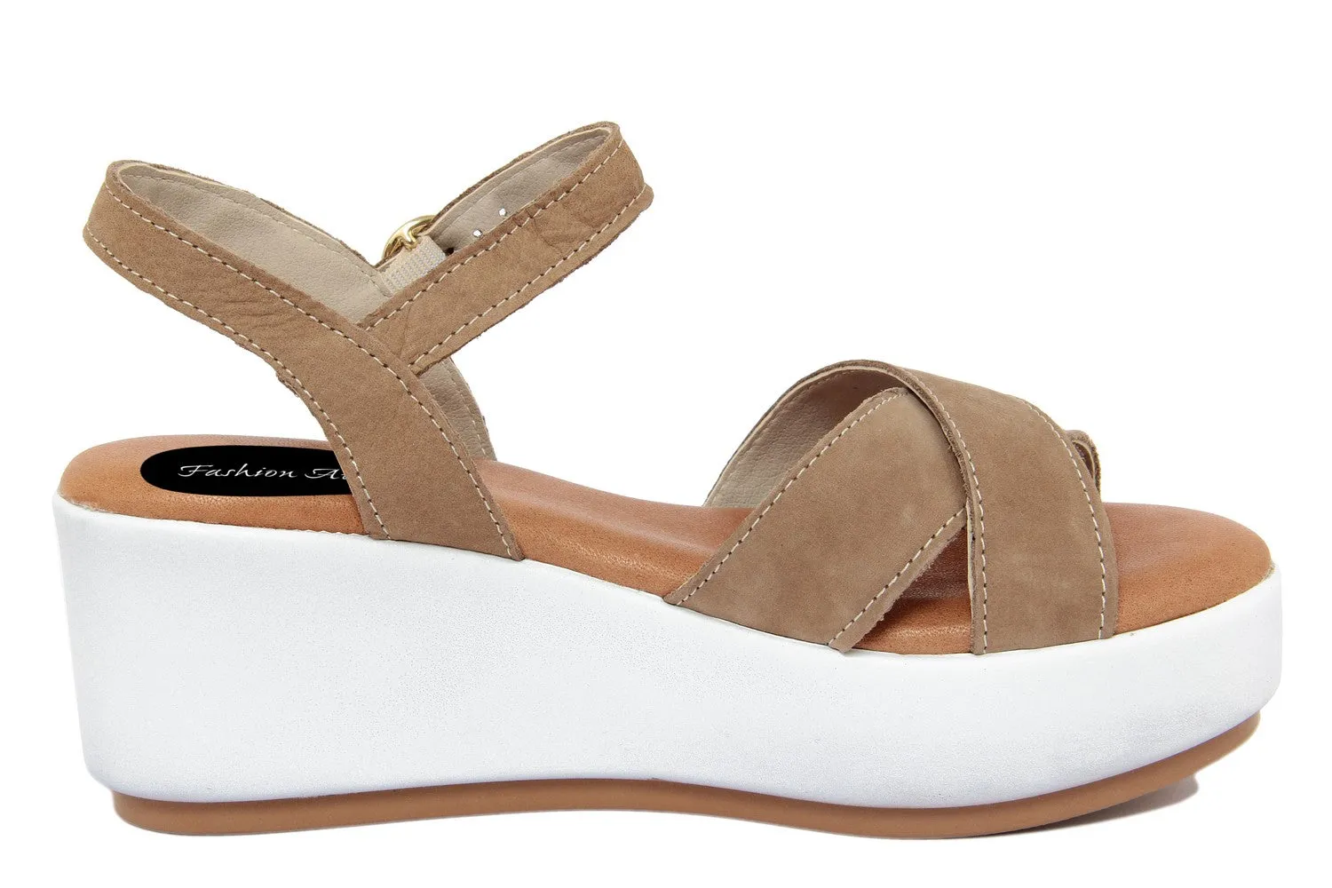 Sandali con zeppa Donna in Pelle Noce