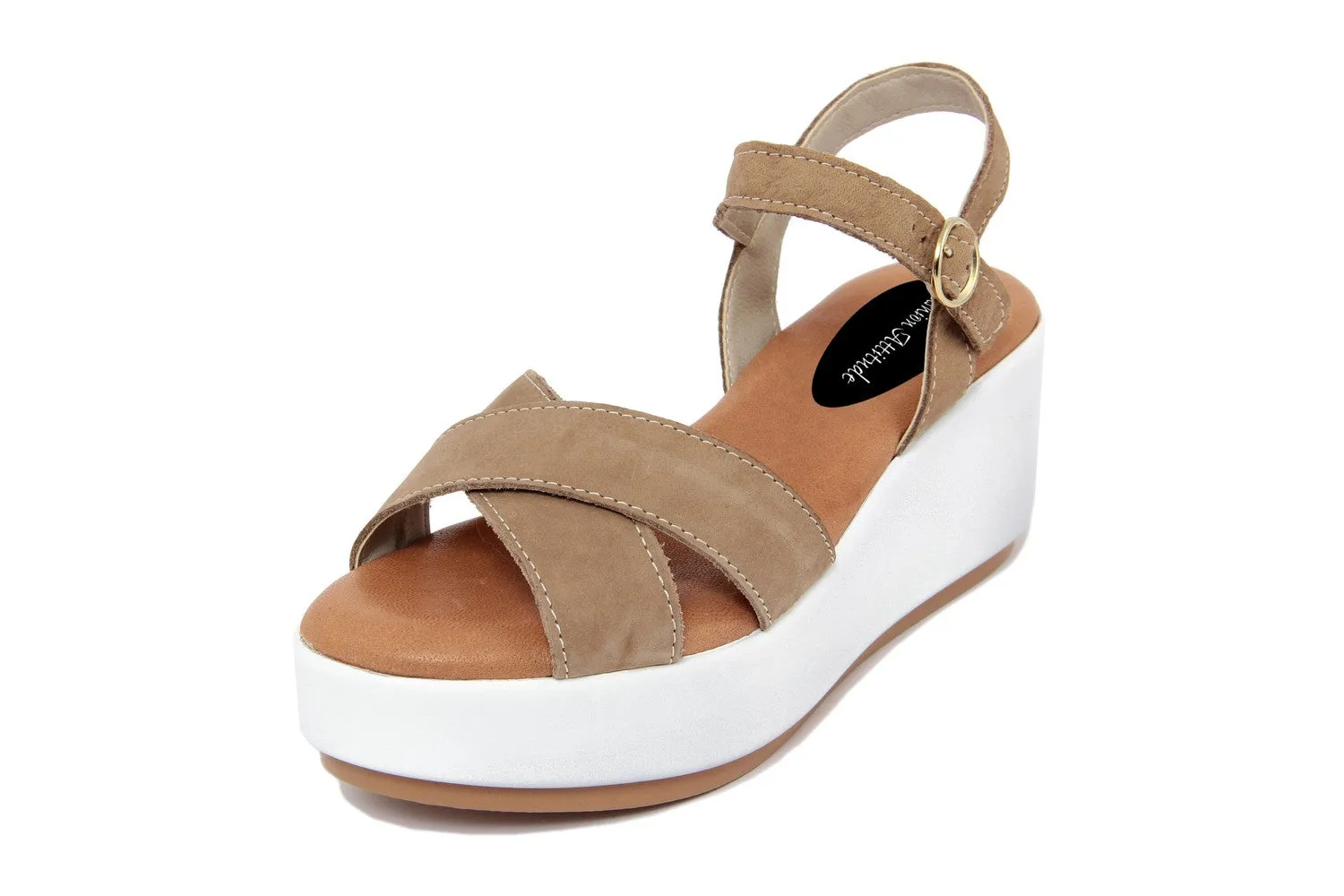 Sandali con zeppa Donna in Pelle Noce