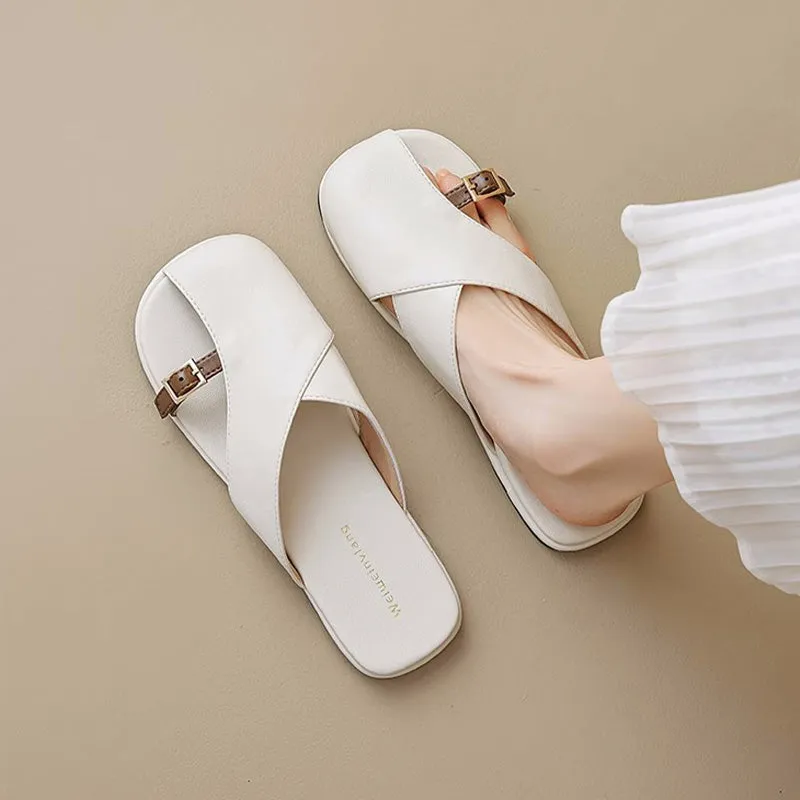 Sandali da donna con diapositive casual piatte minimaliste estive