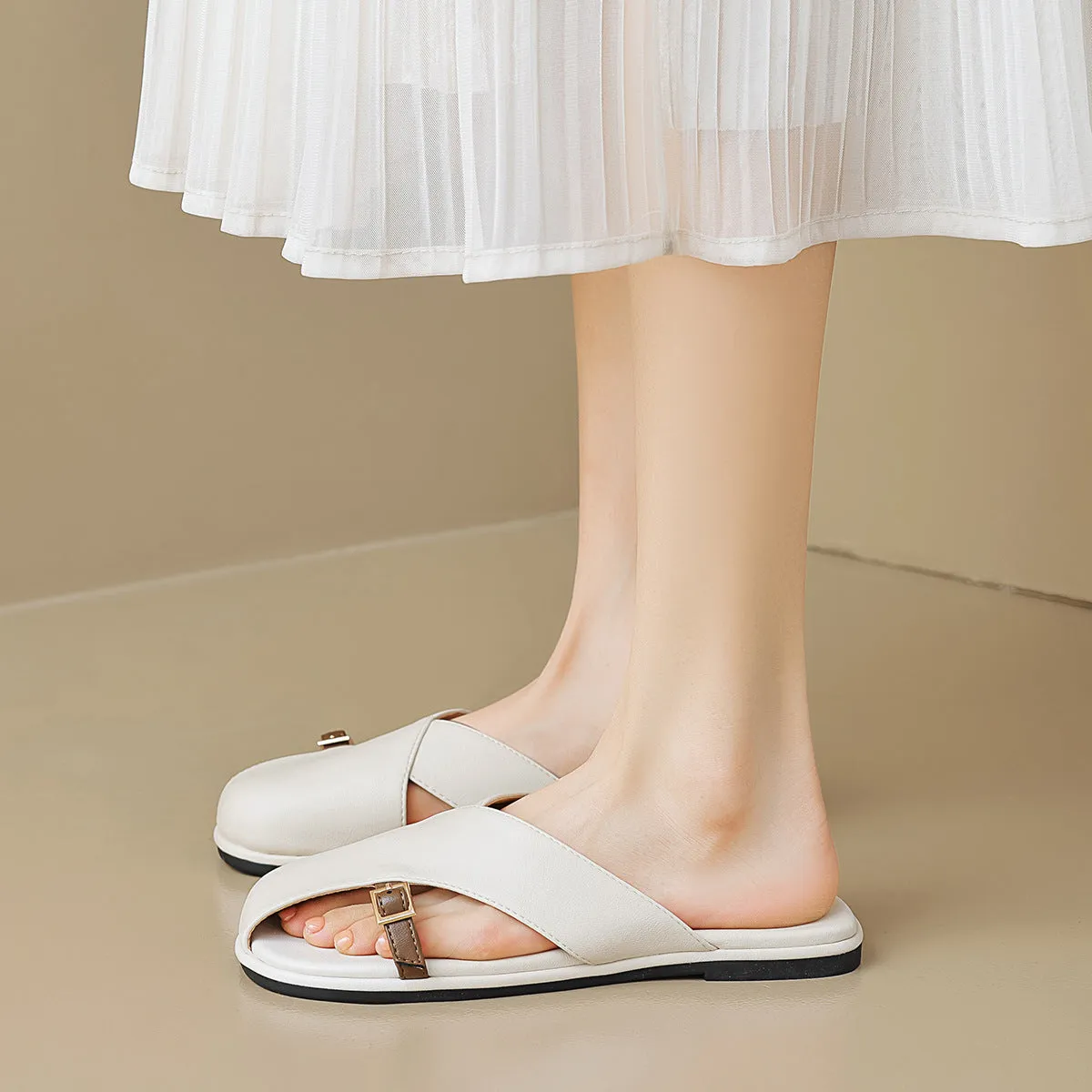 Sandali da donna con diapositive casual piatte minimaliste estive