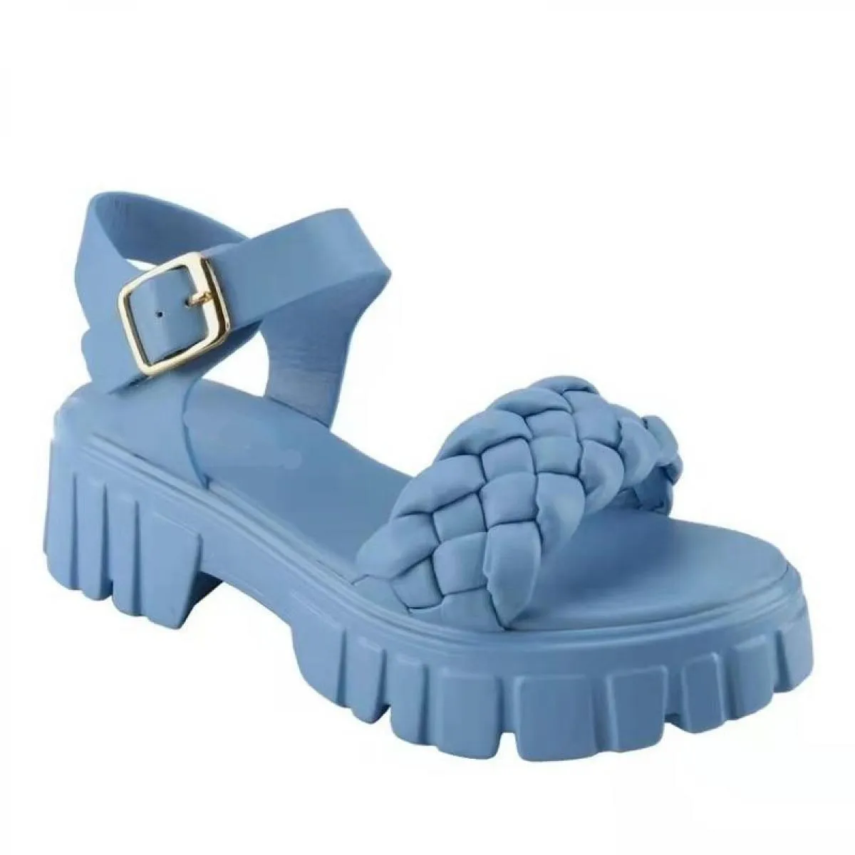 Sandali da donna scarpe con plateau tacchi quadrati fibbia alla caviglia scarpe da donna estive 2022 décolleté da donna in pelle