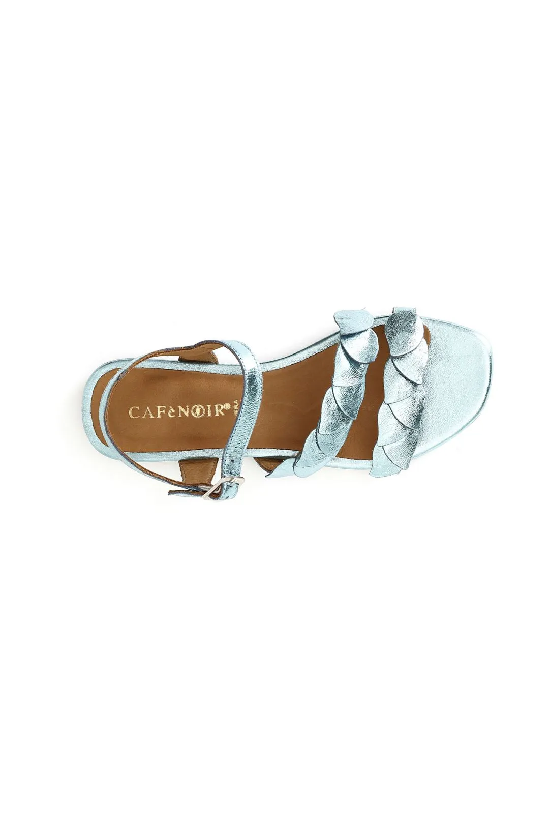 sandali in pelle metallizzata gilda turchese