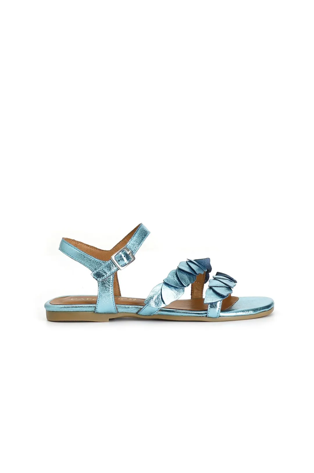 sandali in pelle metallizzata gilda turchese