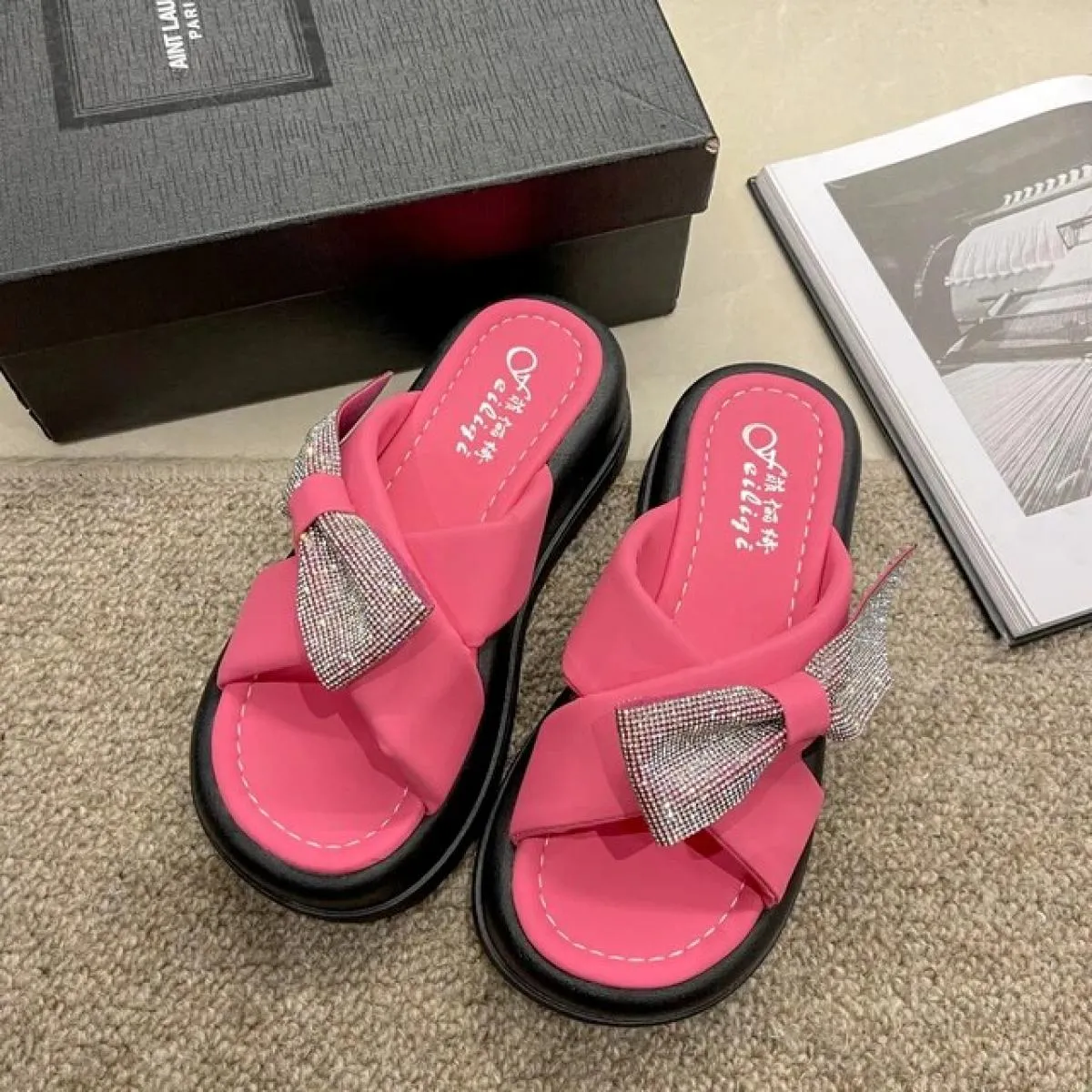 Sandali moda estiva da donna Scarpe da spiaggia per le vacanze Pantofole con plateau stringate Infradito per la casa Scarpe casu