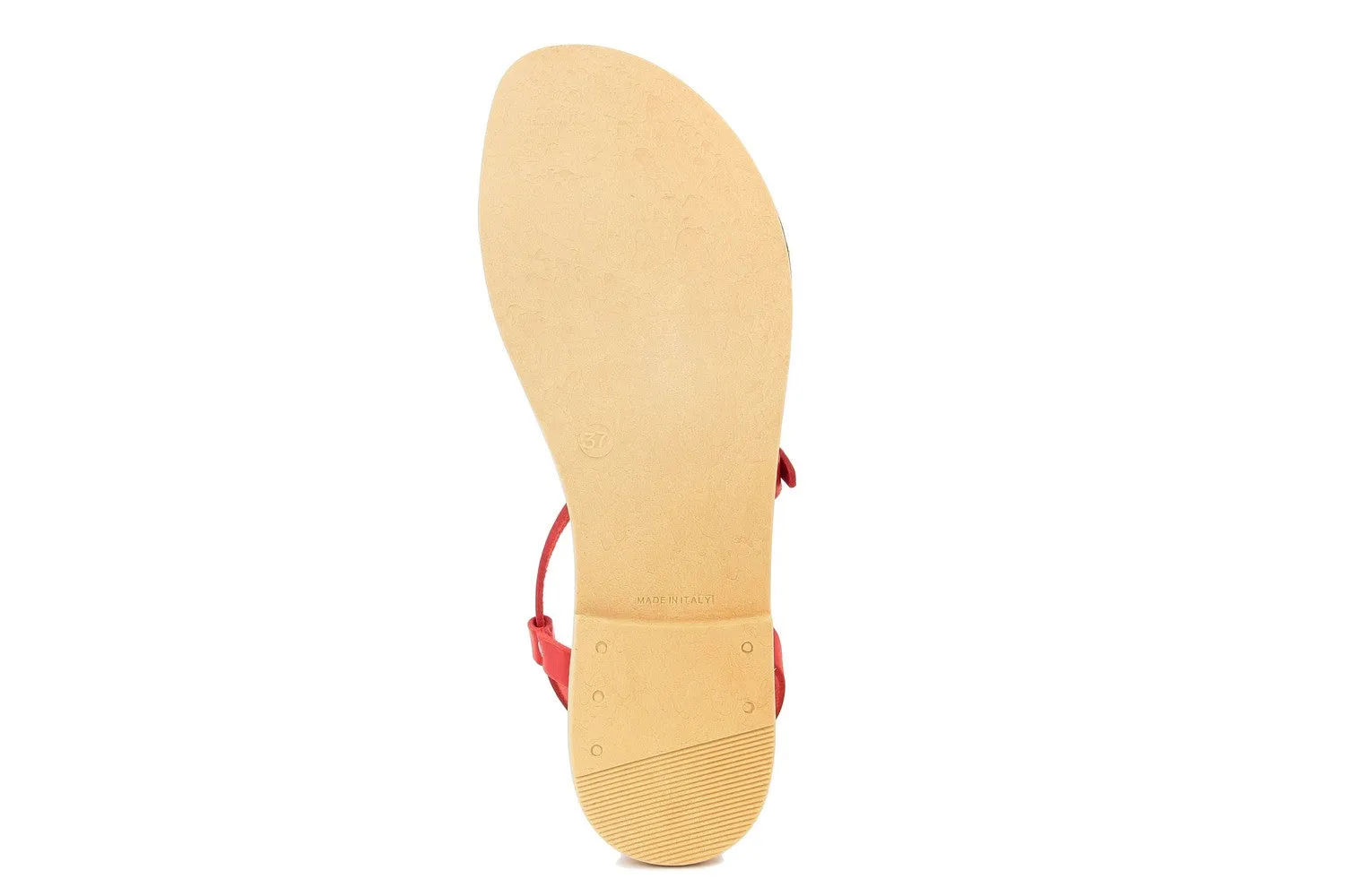 Sandalo flat in Pelle Rosso