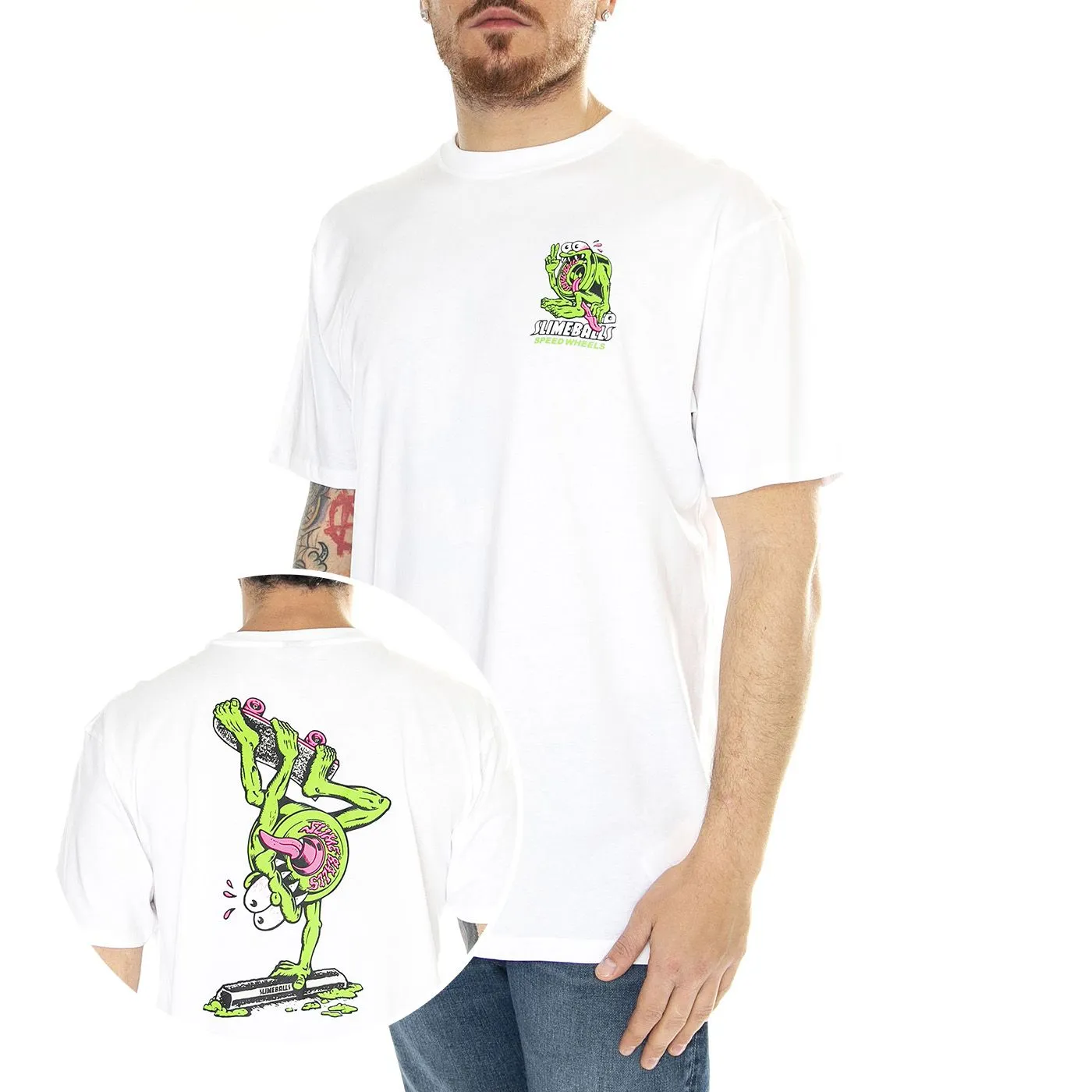 Santa Cruz Slimey II White Ts - Maglietta Girocollo Uomo Bianca    