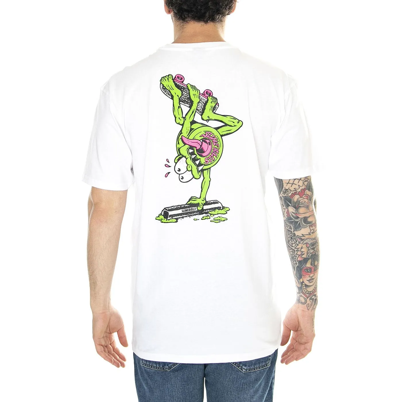 Santa Cruz Slimey II White Ts - Maglietta Girocollo Uomo Bianca    