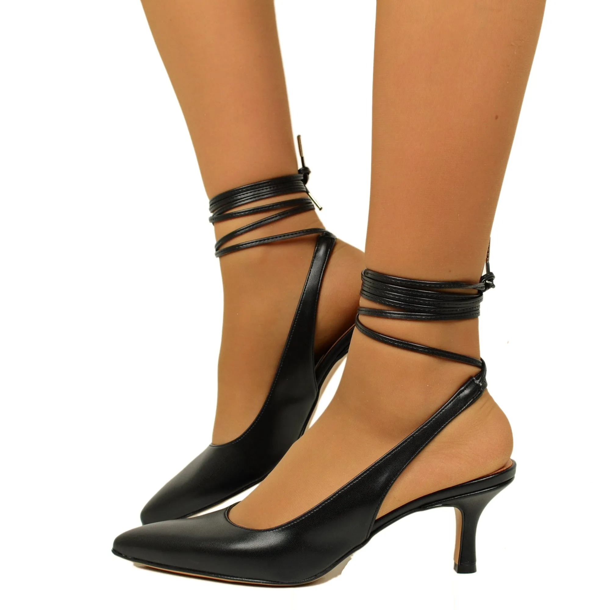 Scarpa Décolleté Nere Eleganti con Tacco Basso Made in Italy