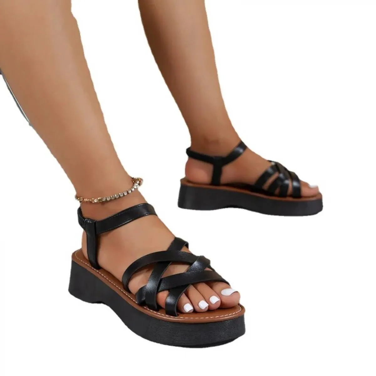 Scarpe da donna 2023 Sandali da donna con fascia elastica di alta qualità Sandali nuovi da donna Scarpe con plateau a punta aper