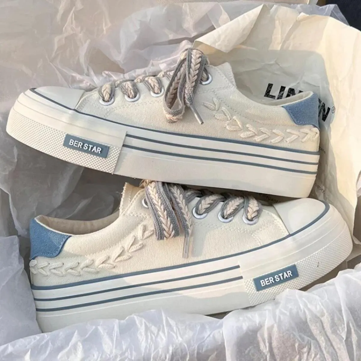 Scarpe da donna con plateau in tela Scarpe da ginnastica robuste con altezza crescente per ragazze giovanili Scarpe da ginnastic
