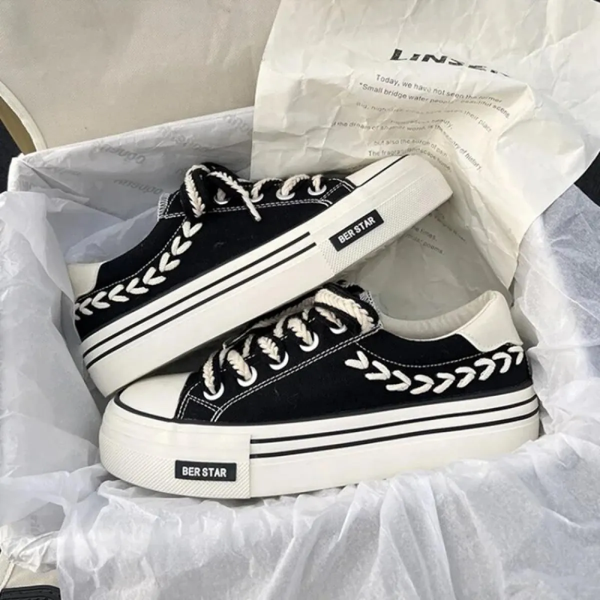 Scarpe da donna con plateau in tela Scarpe da ginnastica robuste con altezza crescente per ragazze giovanili Scarpe da ginnastic