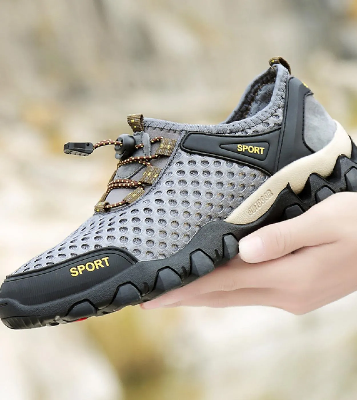 Scarpe da ginnastica casual da uomo estive Scarpe in rete traspirante Scarpe da trekking da esterno antiscivolo da uomo Scarpe d