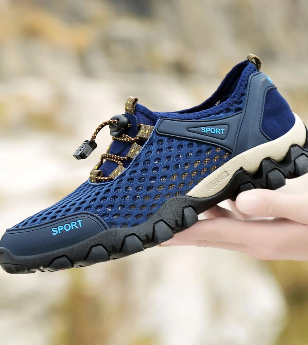 Scarpe da ginnastica casual da uomo estive Scarpe in rete traspirante Scarpe da trekking da esterno antiscivolo da uomo Scarpe d