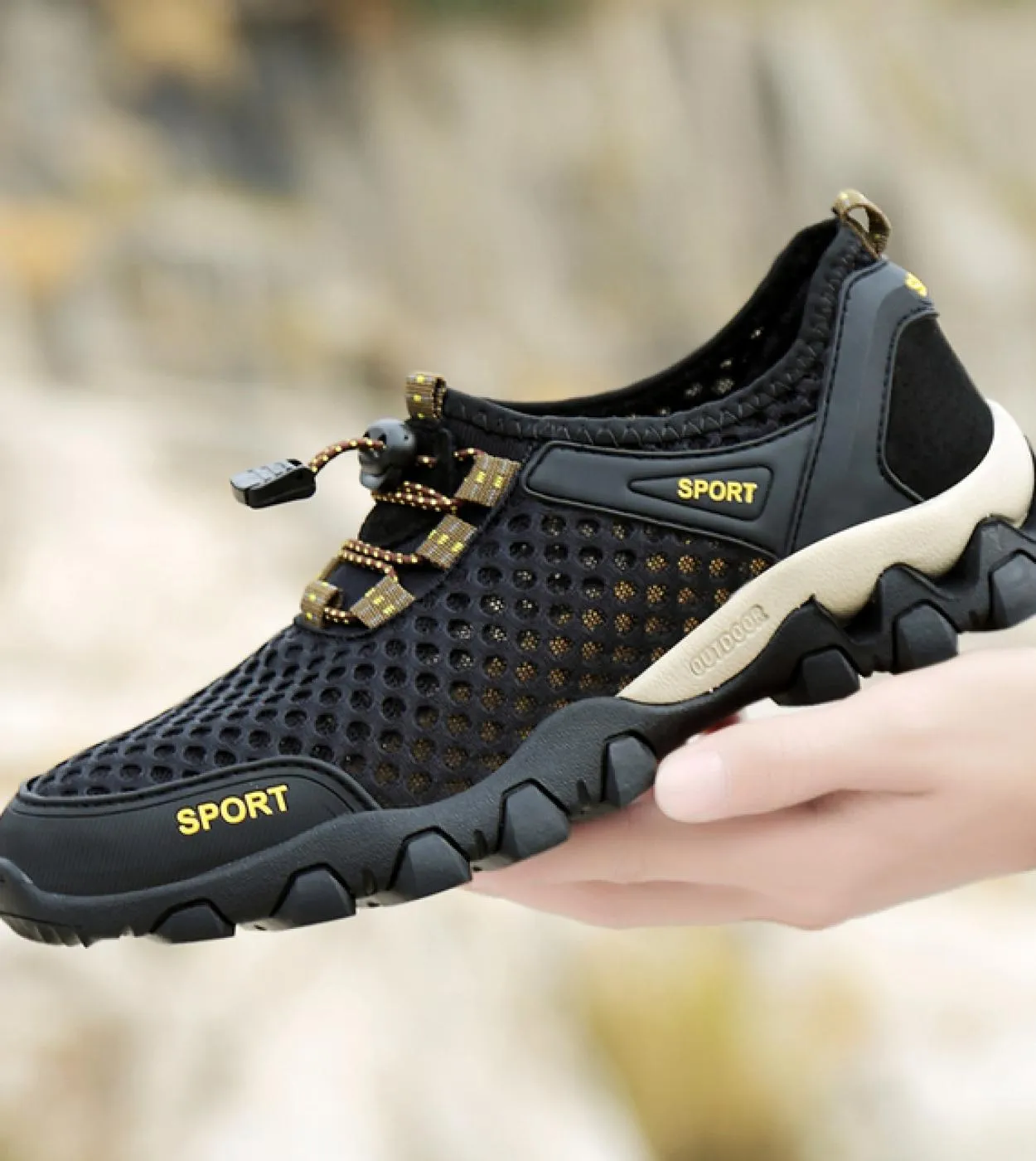 Scarpe da ginnastica casual da uomo estive Scarpe in rete traspirante Scarpe da trekking da esterno antiscivolo da uomo Scarpe d