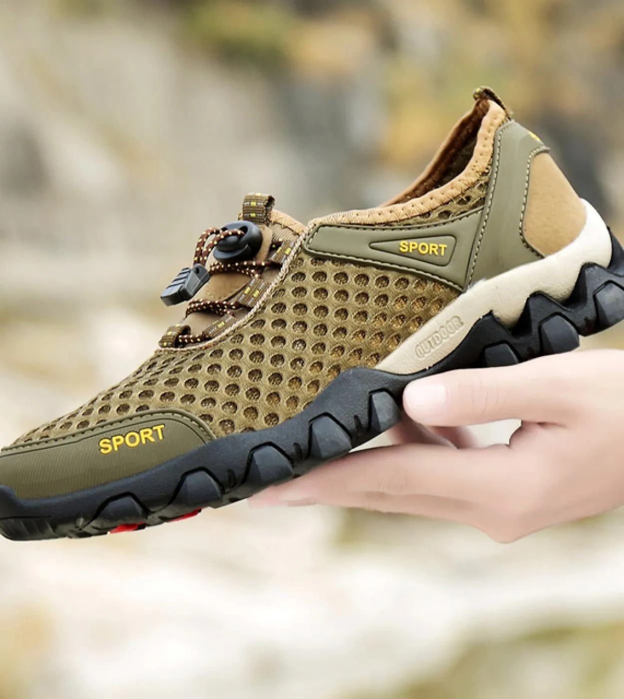 Scarpe da ginnastica casual da uomo estive Scarpe in rete traspirante Scarpe da trekking da esterno antiscivolo da uomo Scarpe d