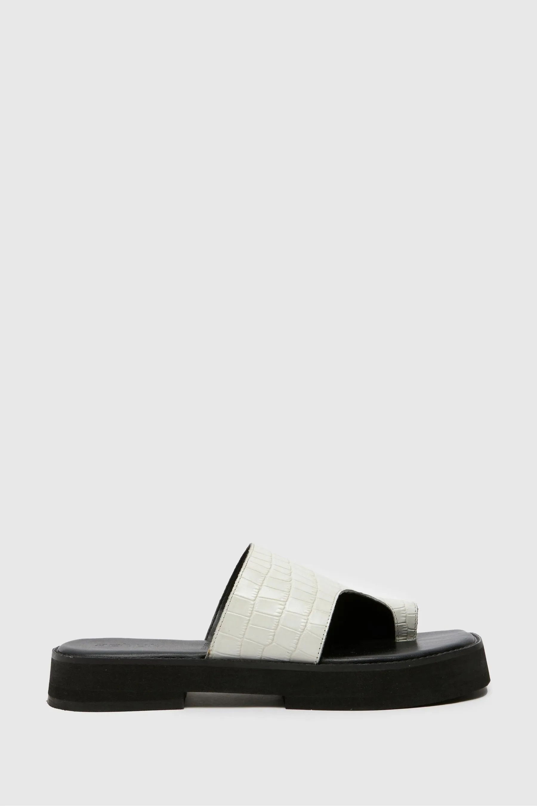 Schuh - Tori - Bianco pesante in pelle effetto coccodrillo - Sabot