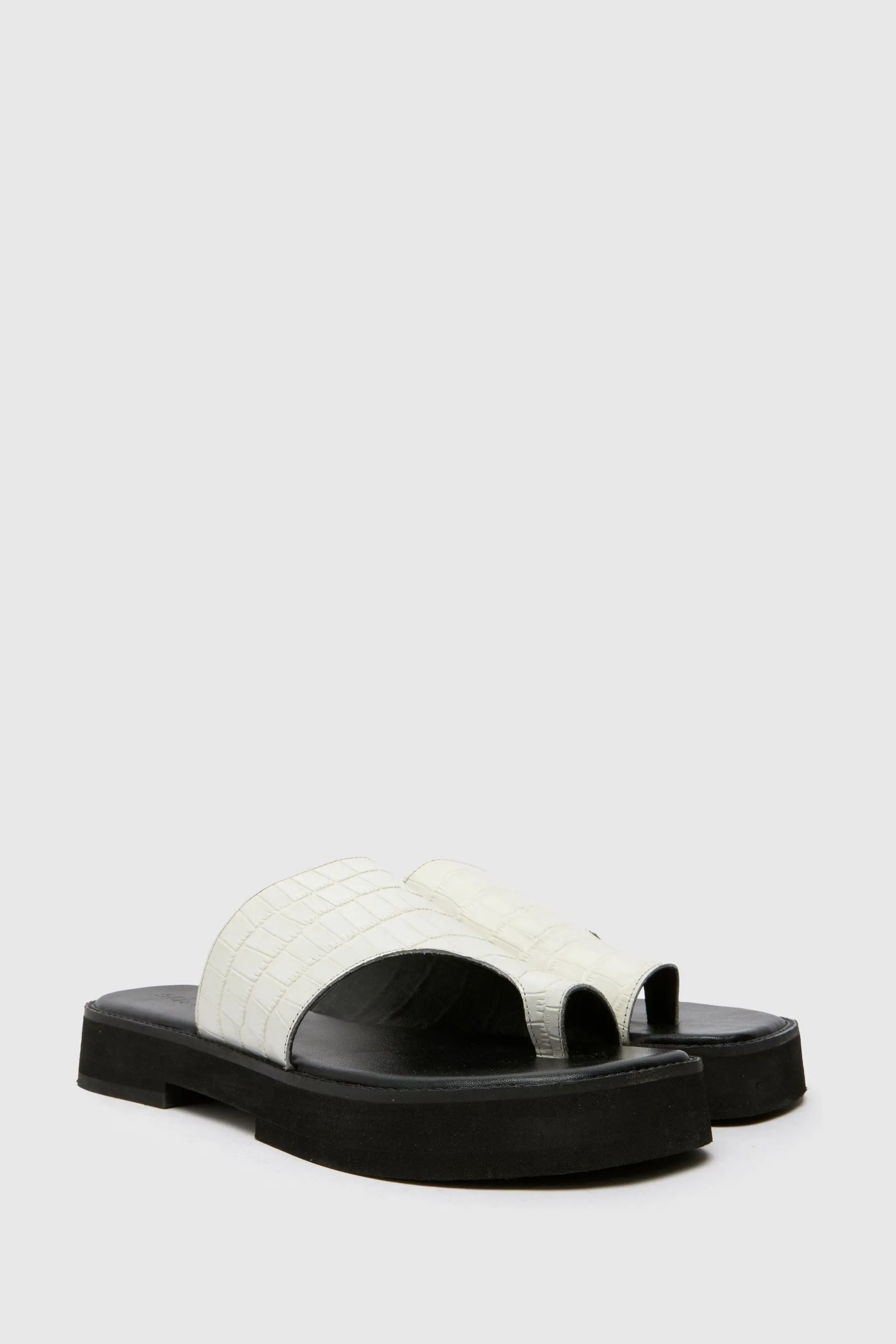 Schuh - Tori - Bianco pesante in pelle effetto coccodrillo - Sabot
