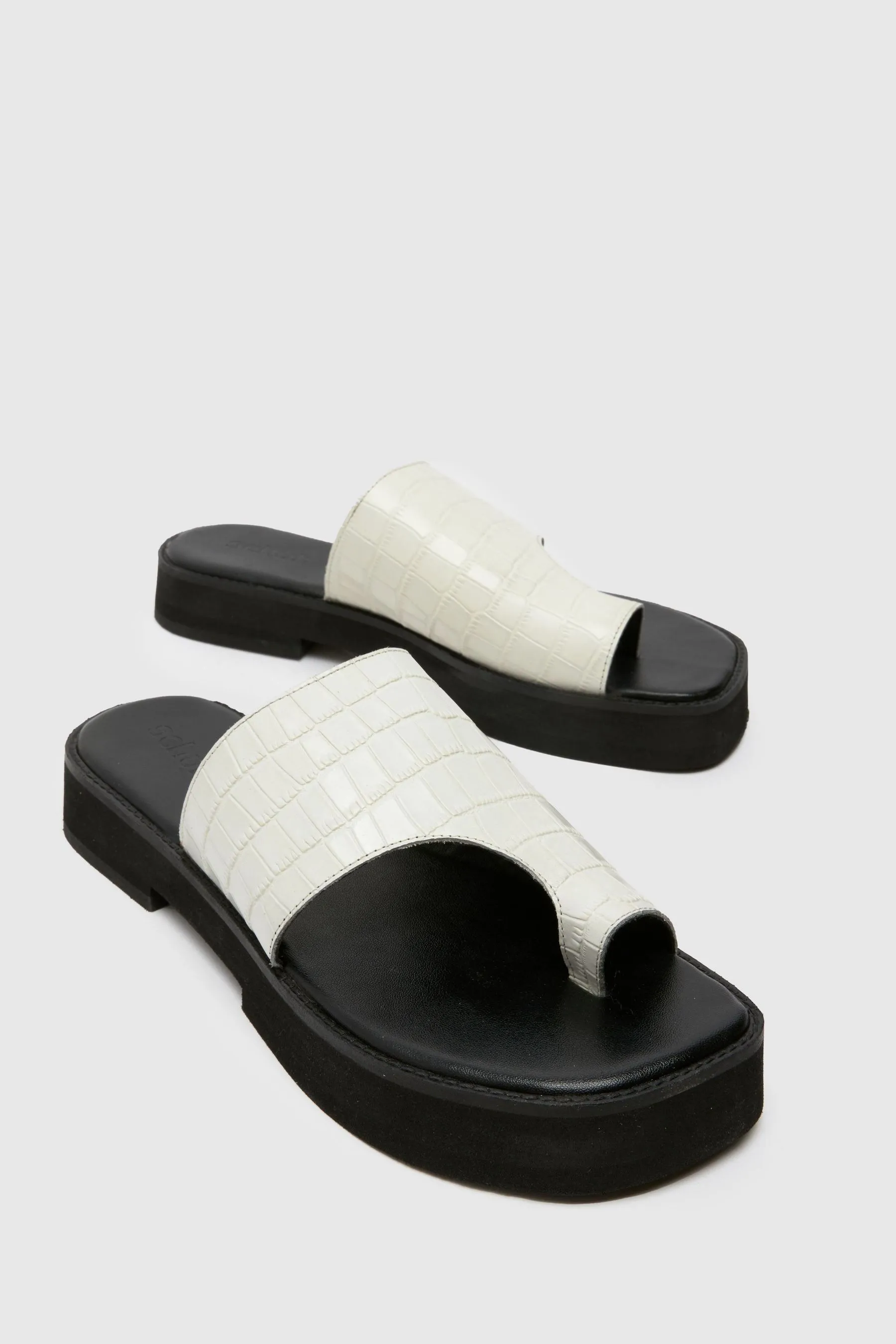 Schuh - Tori - Bianco pesante in pelle effetto coccodrillo - Sabot