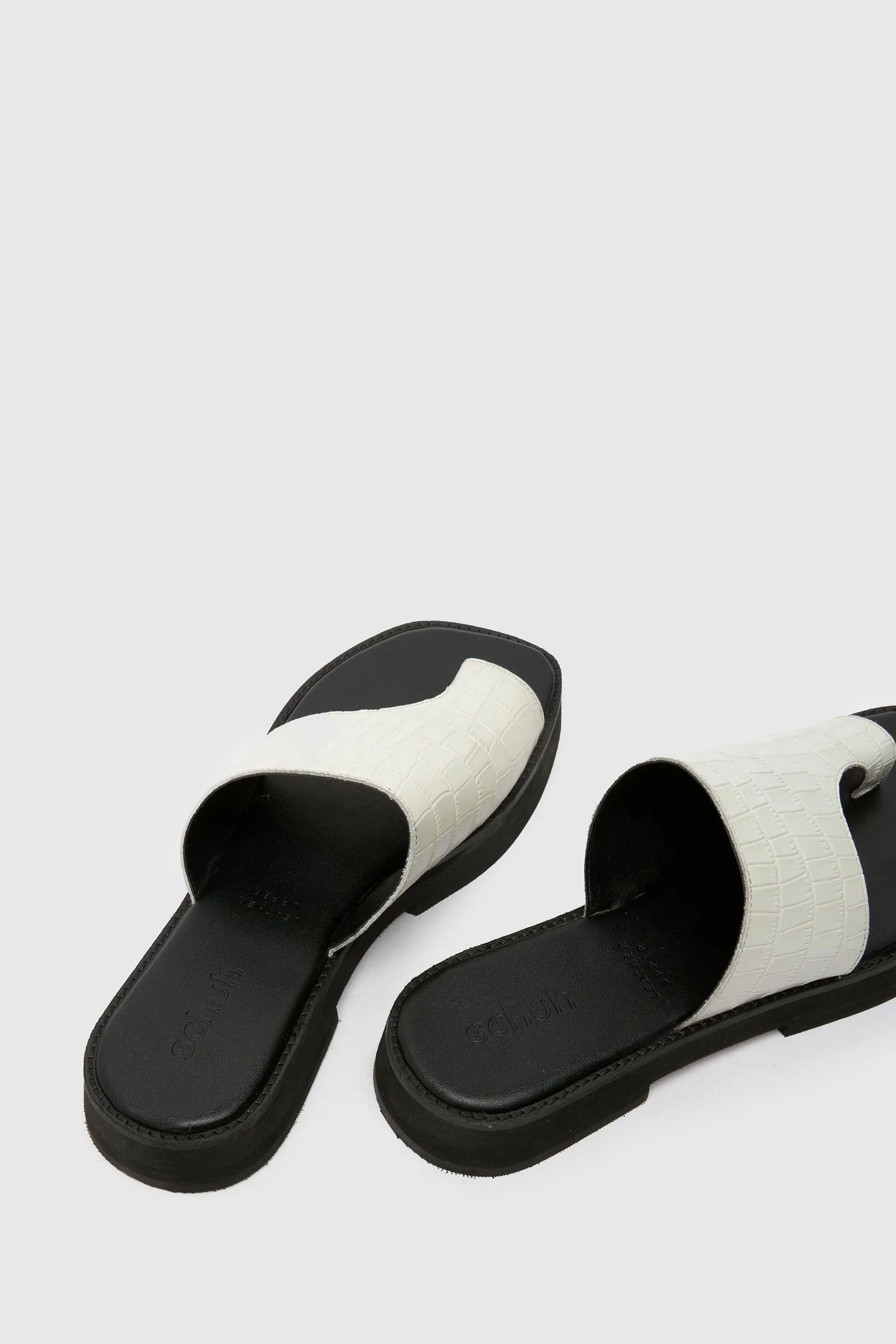 Schuh - Tori - Bianco pesante in pelle effetto coccodrillo - Sabot