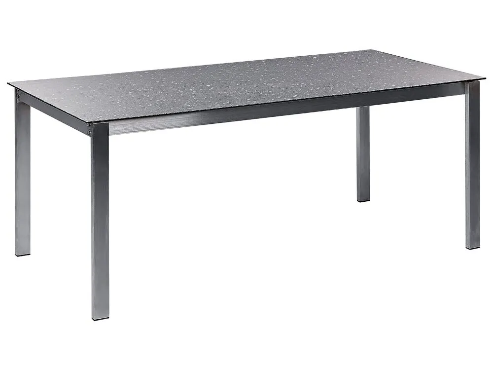 Set da pranzo da giardino 4 posti COSOLETO/GROSSETO Vetro temperato Effetto granito Nero