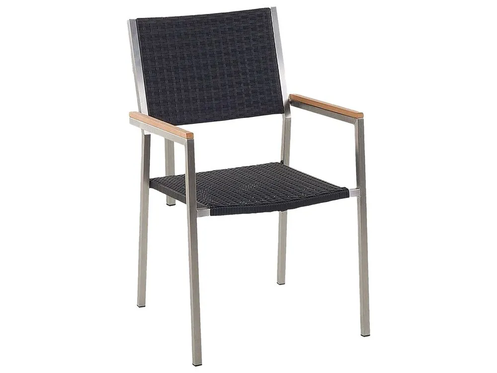 Set da pranzo da giardino 4 posti COSOLETO/GROSSETO Vetro temperato Effetto granito Nero
