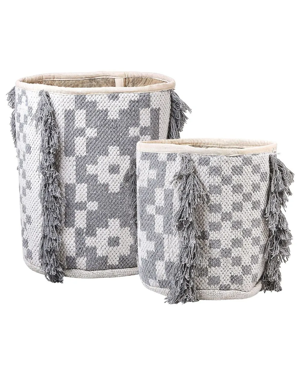 Set di 2 ceste cotone bianco sporco e grigio KALAI