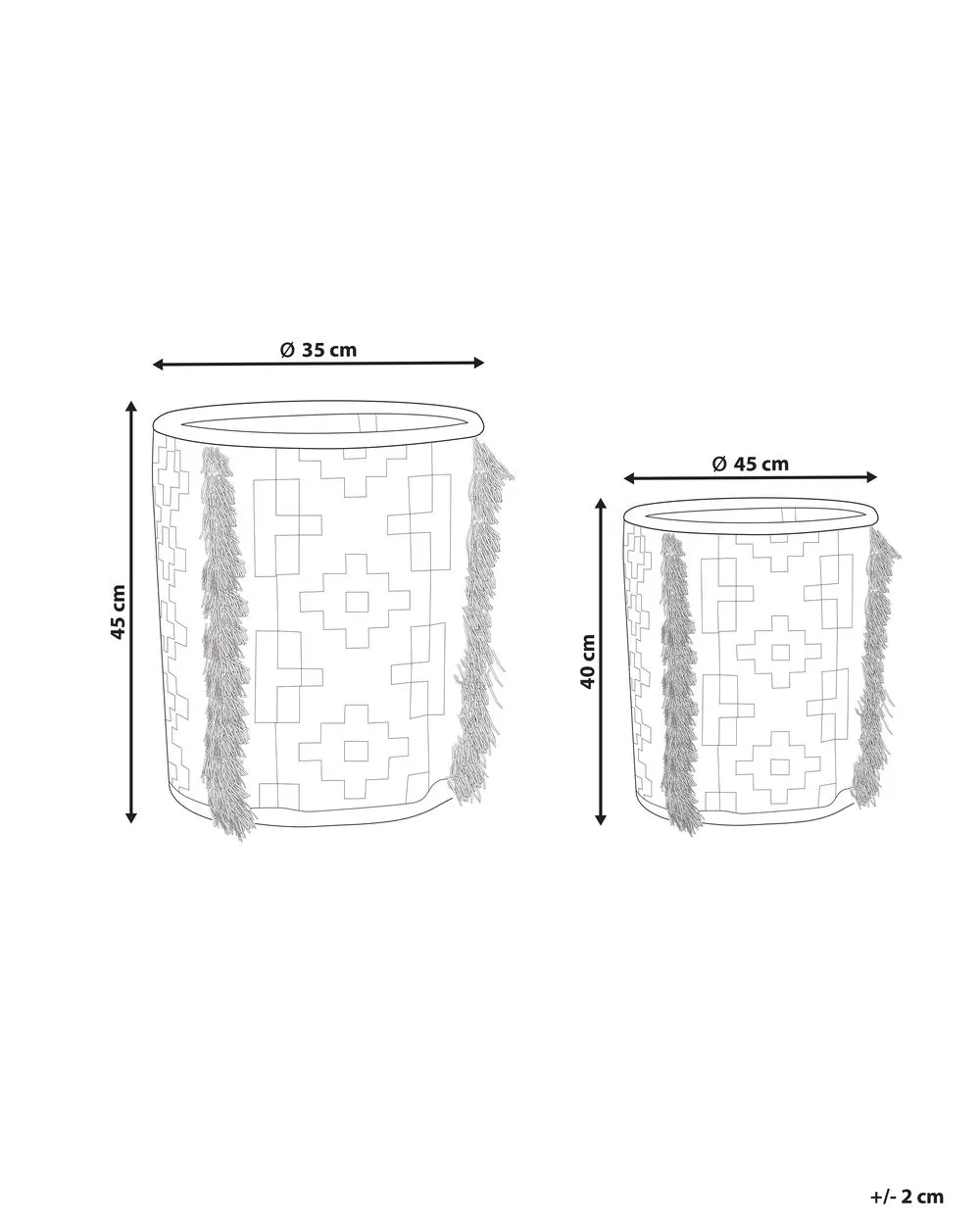 Set di 2 ceste cotone bianco sporco e grigio KALAI