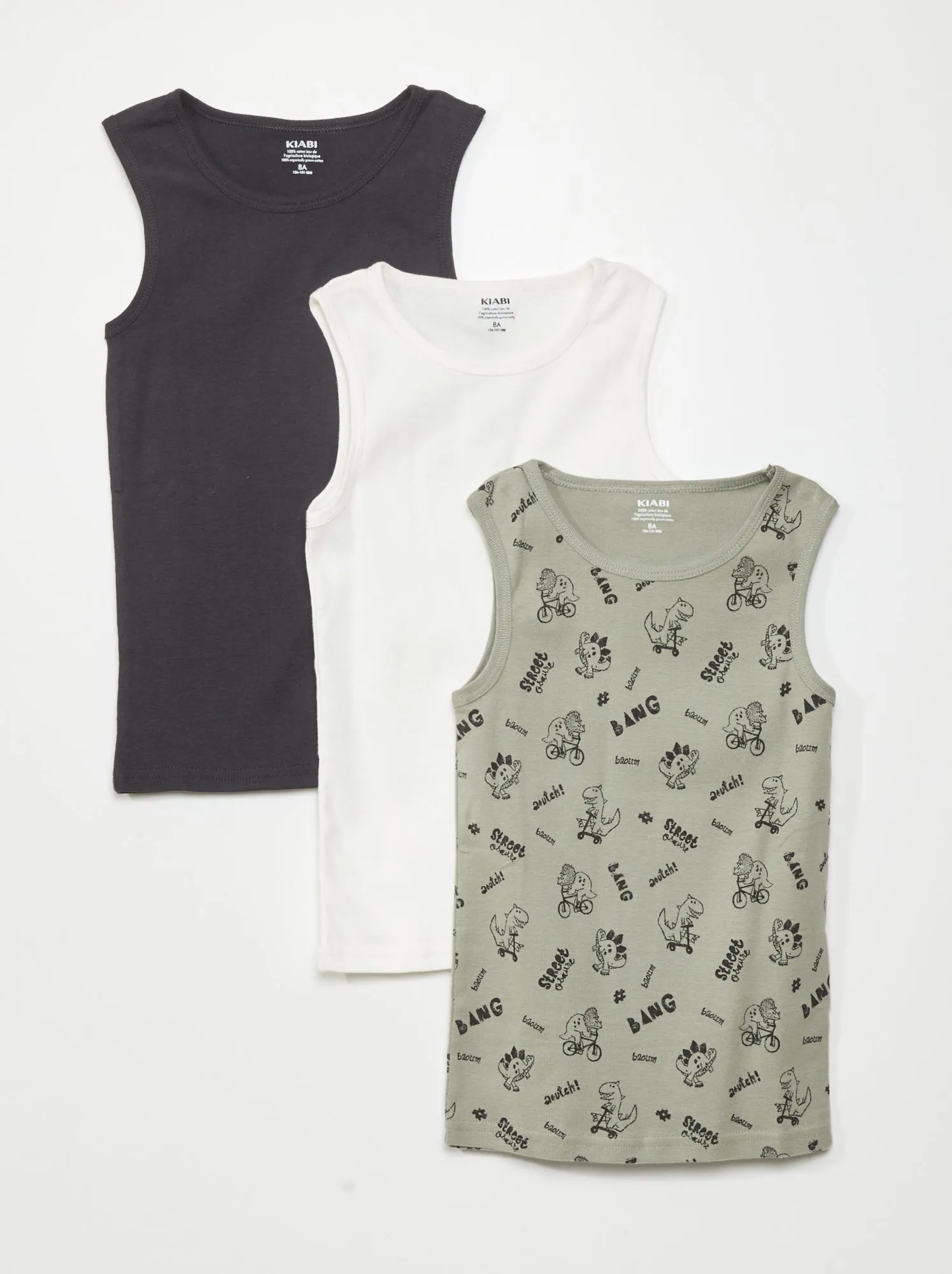 Set di 3 canotte - Verde/bianco/nero