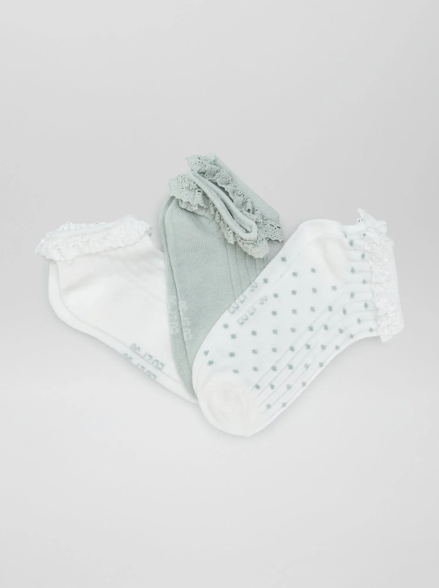 Set di 3 paia di fantasmini con pizzo - VERDE