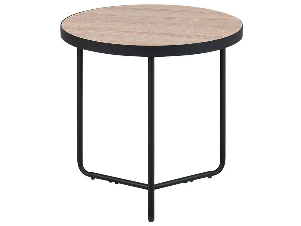 Set of 2 Coffee Tables Light Wood with Black MELODY Small and Medium