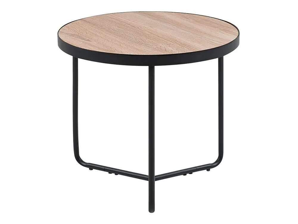 Set of 2 Coffee Tables Light Wood with Black MELODY Small and Medium