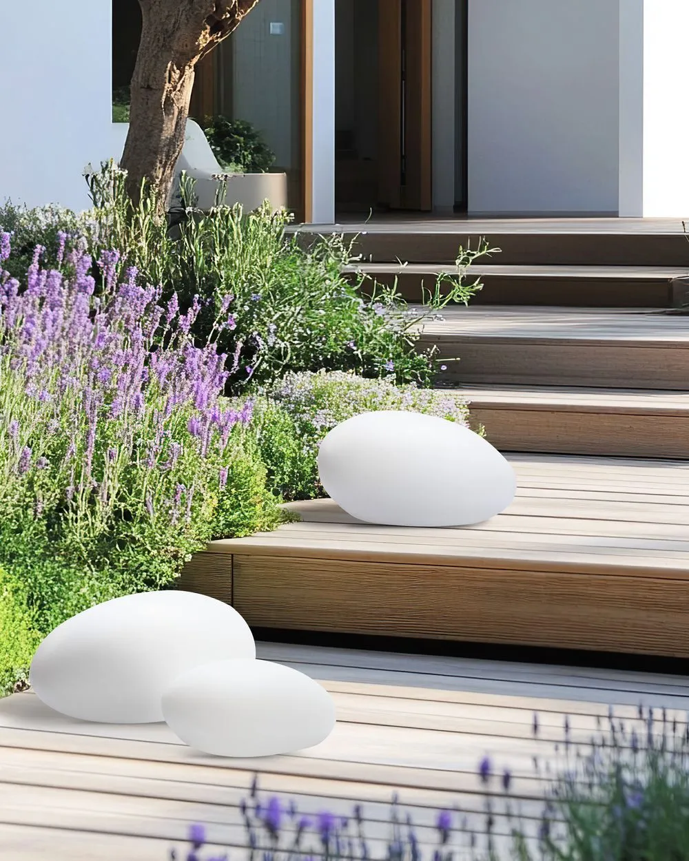 Set of 3 Outdoor LED Decorative Lamps FARALLON White