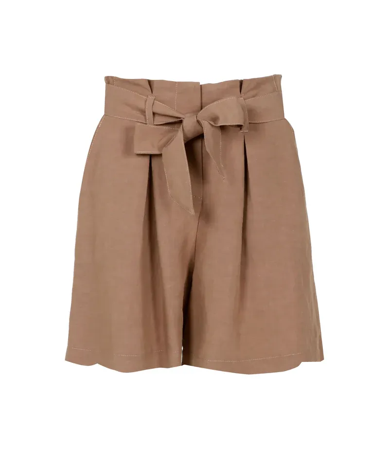 SHORTS BEIGE IN MISTO LINO